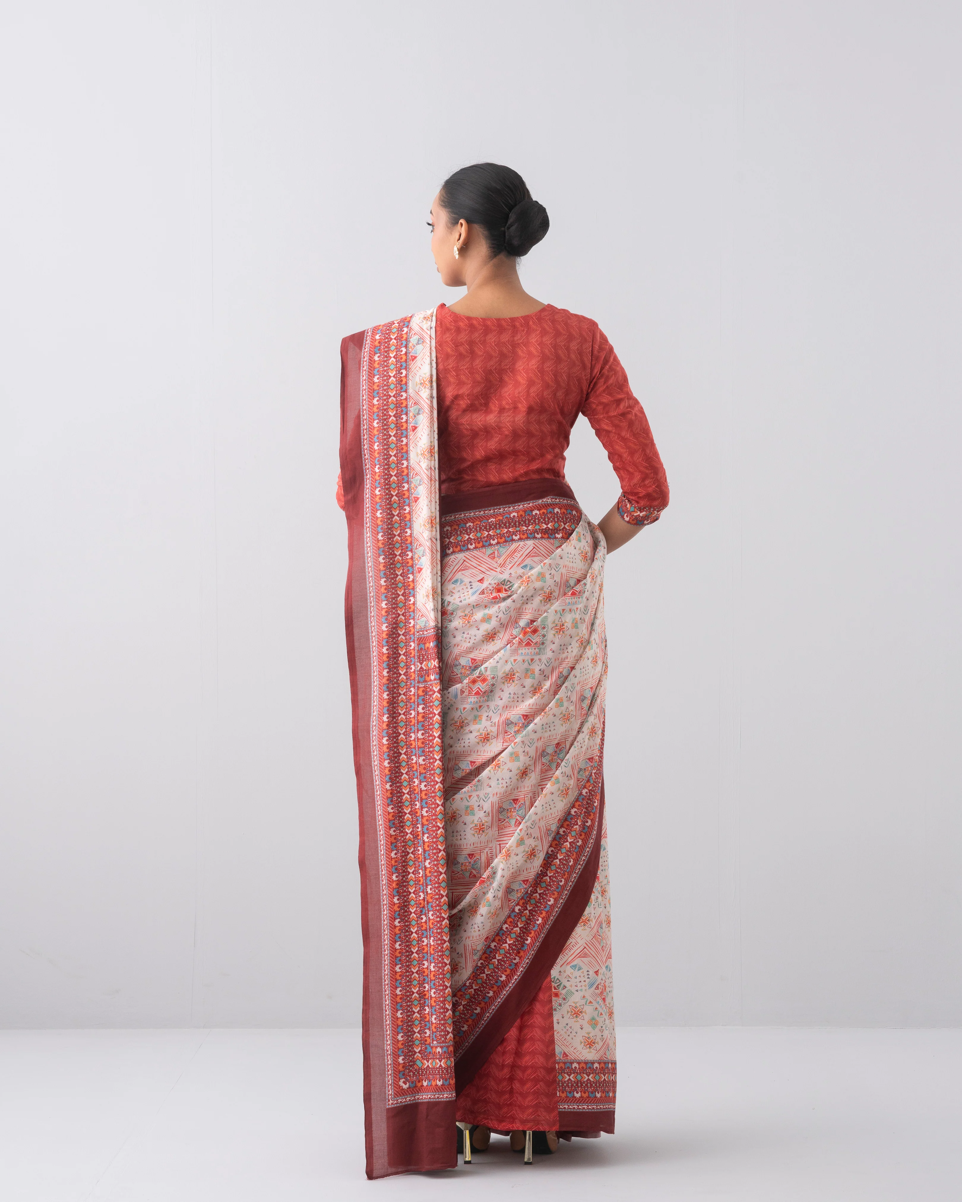 Digital Printed Cotton Saree - Image 5
