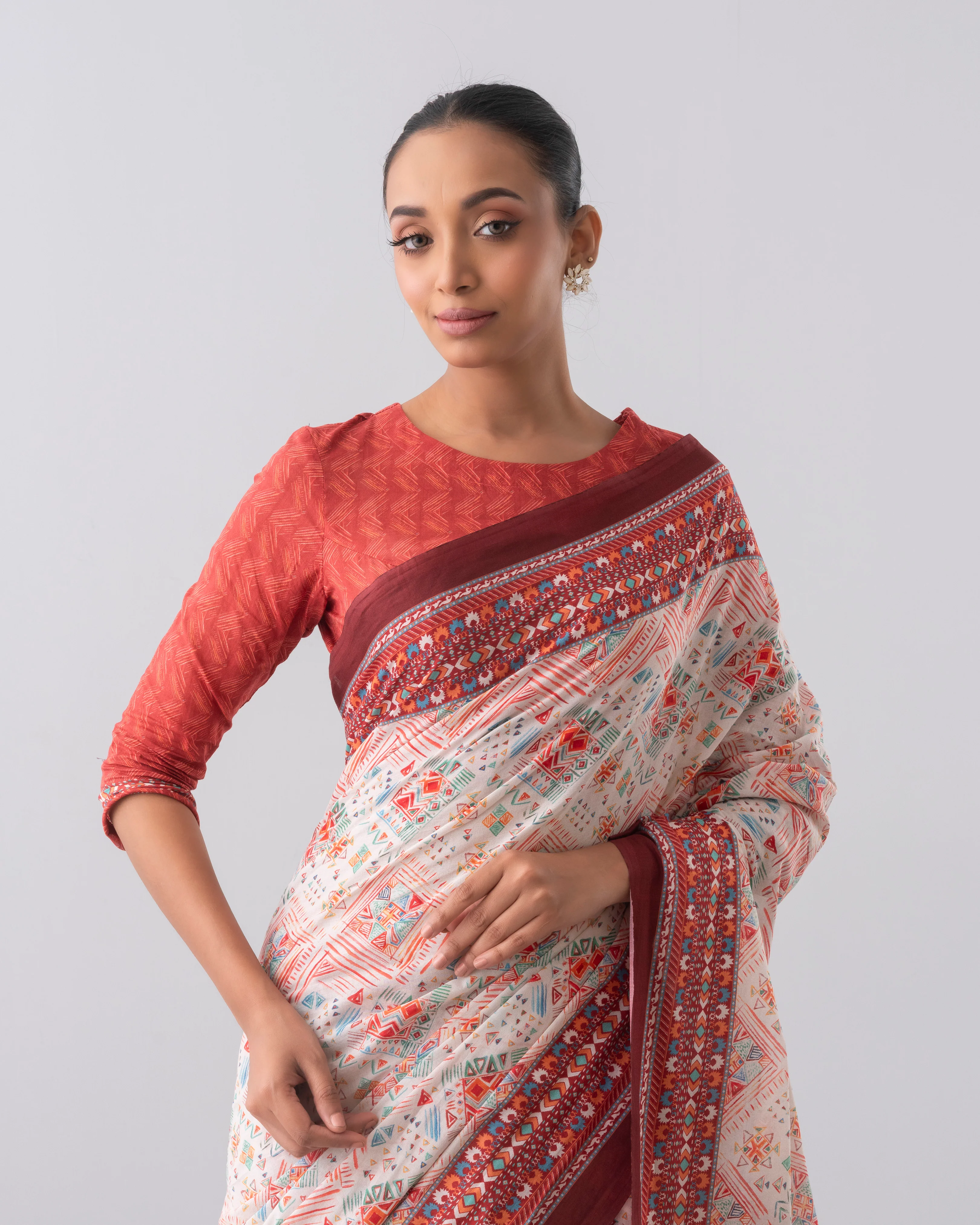 Digital Printed Cotton Saree - Image 6