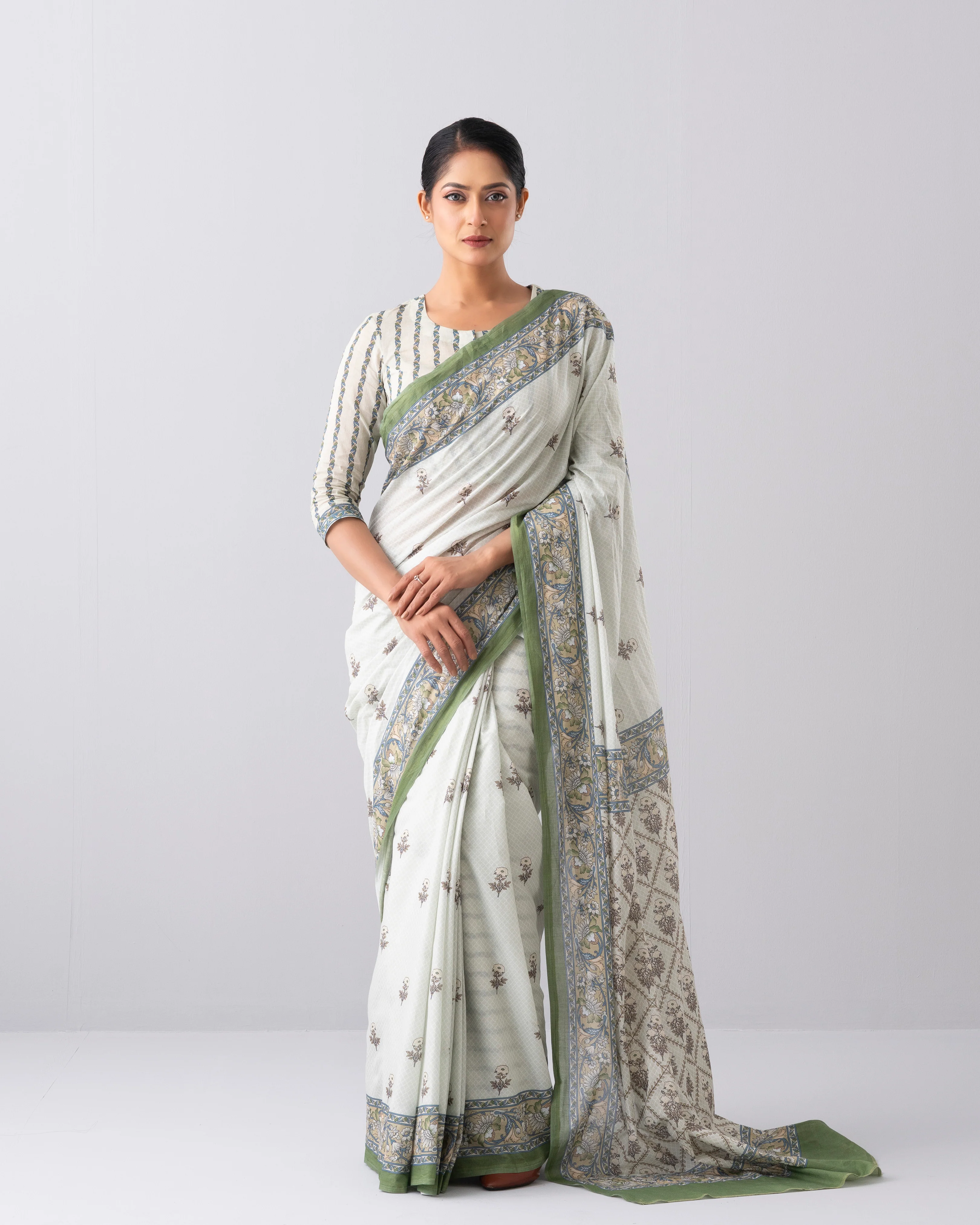 Digital Printed Cotton Saree - Image 2