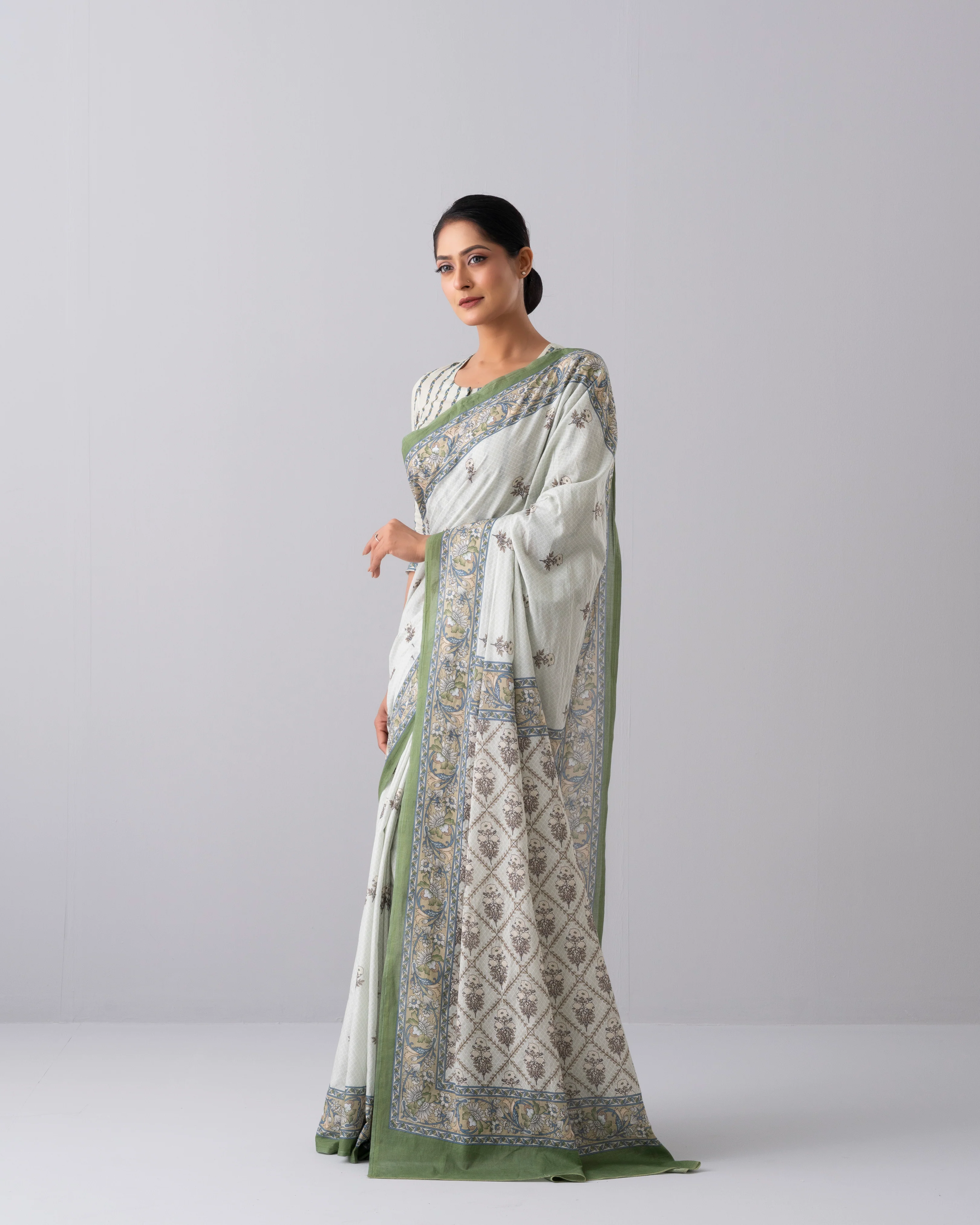 Digital Printed Cotton Saree - Image 3
