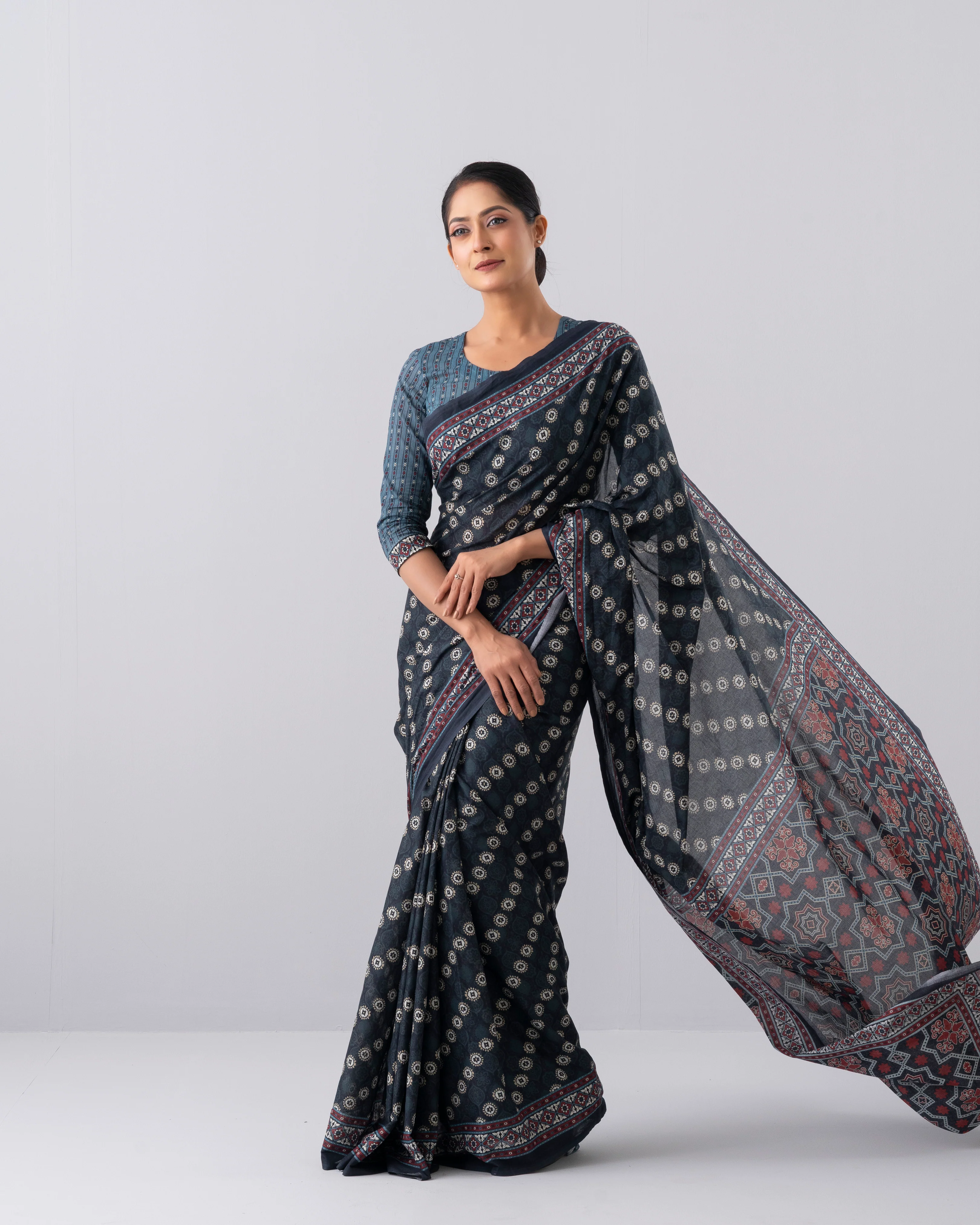 Digital Printed Cotton Saree - Image 10