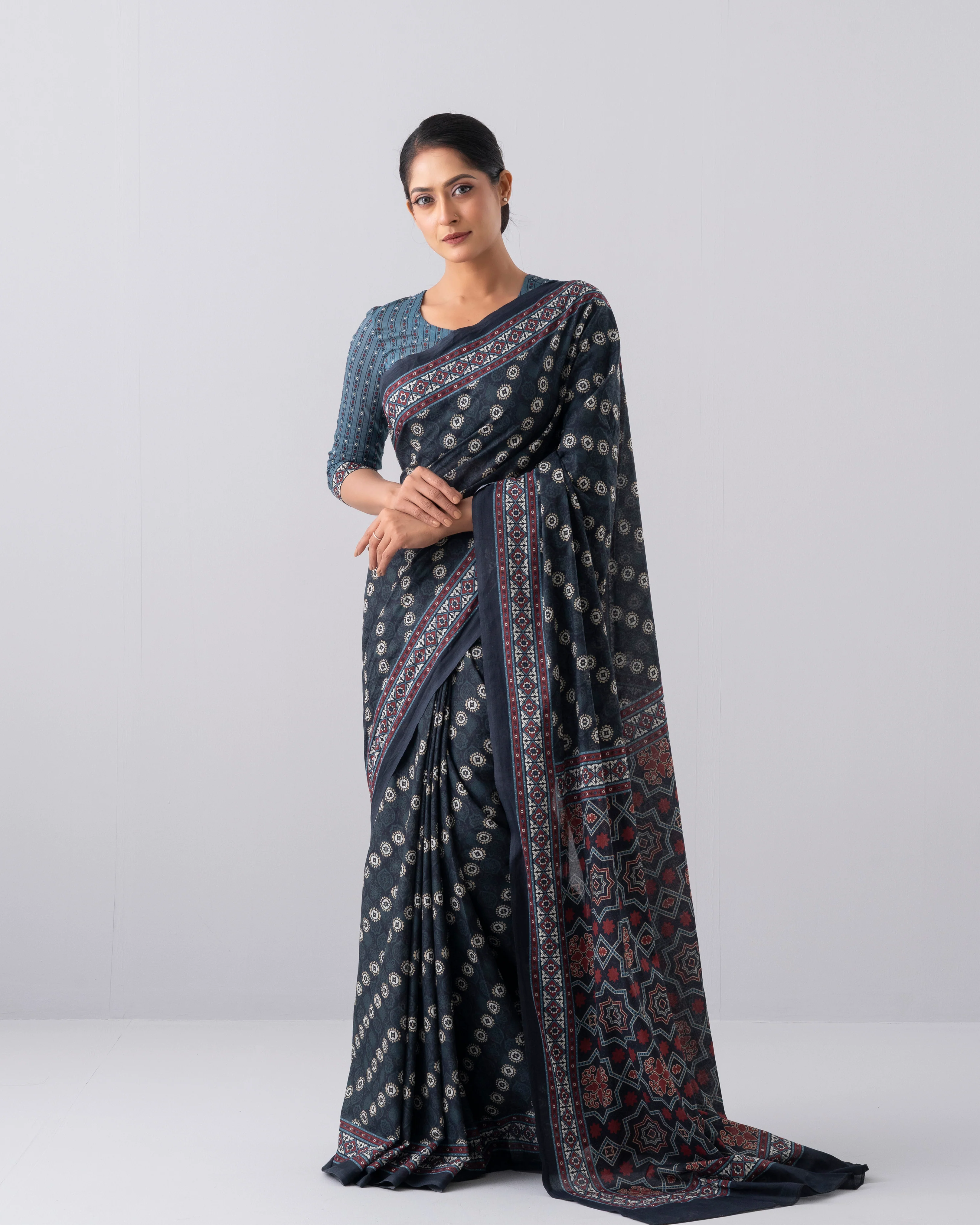 Digital Printed Cotton Saree - Image 11