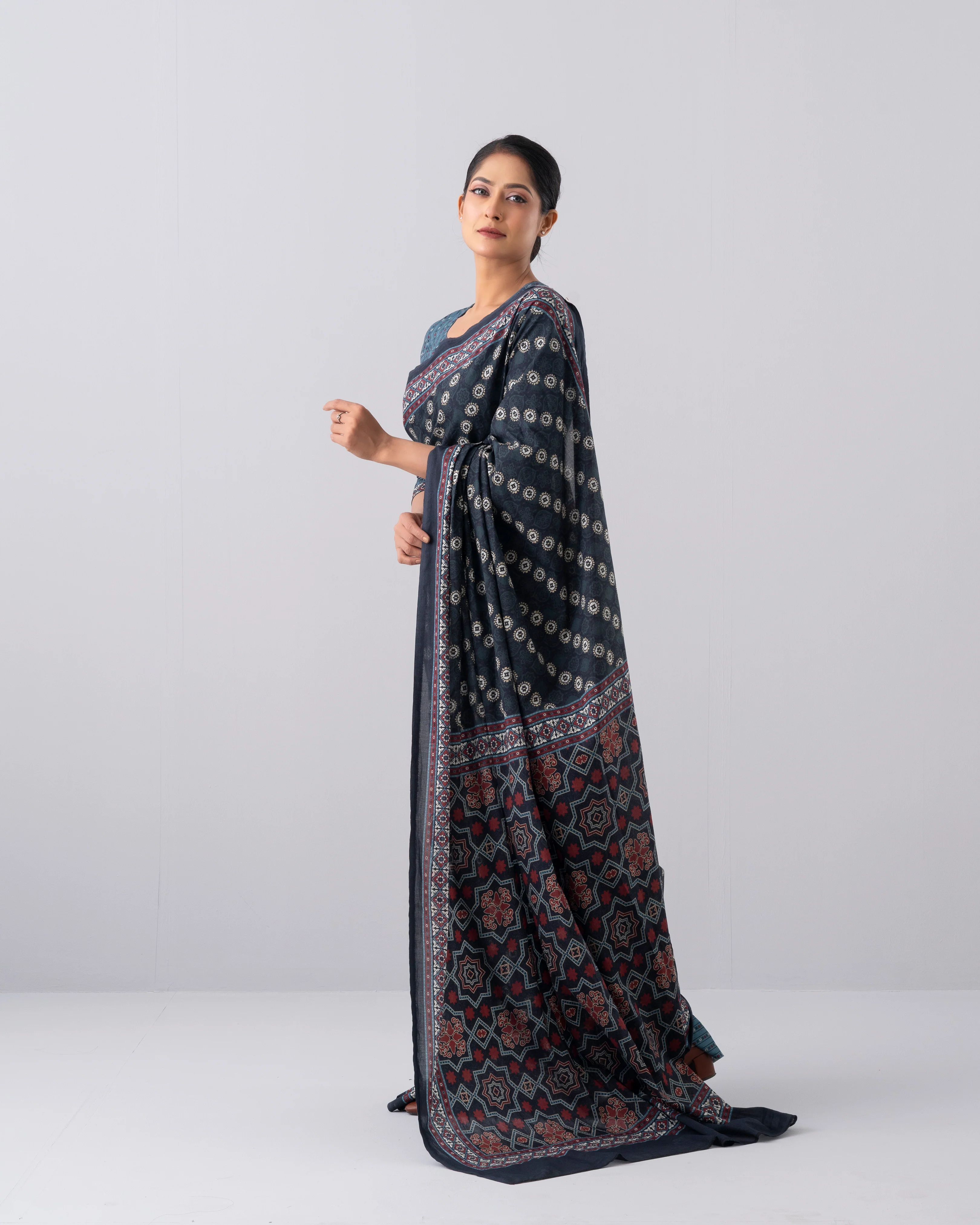 Digital Printed Cotton Saree - Image 12