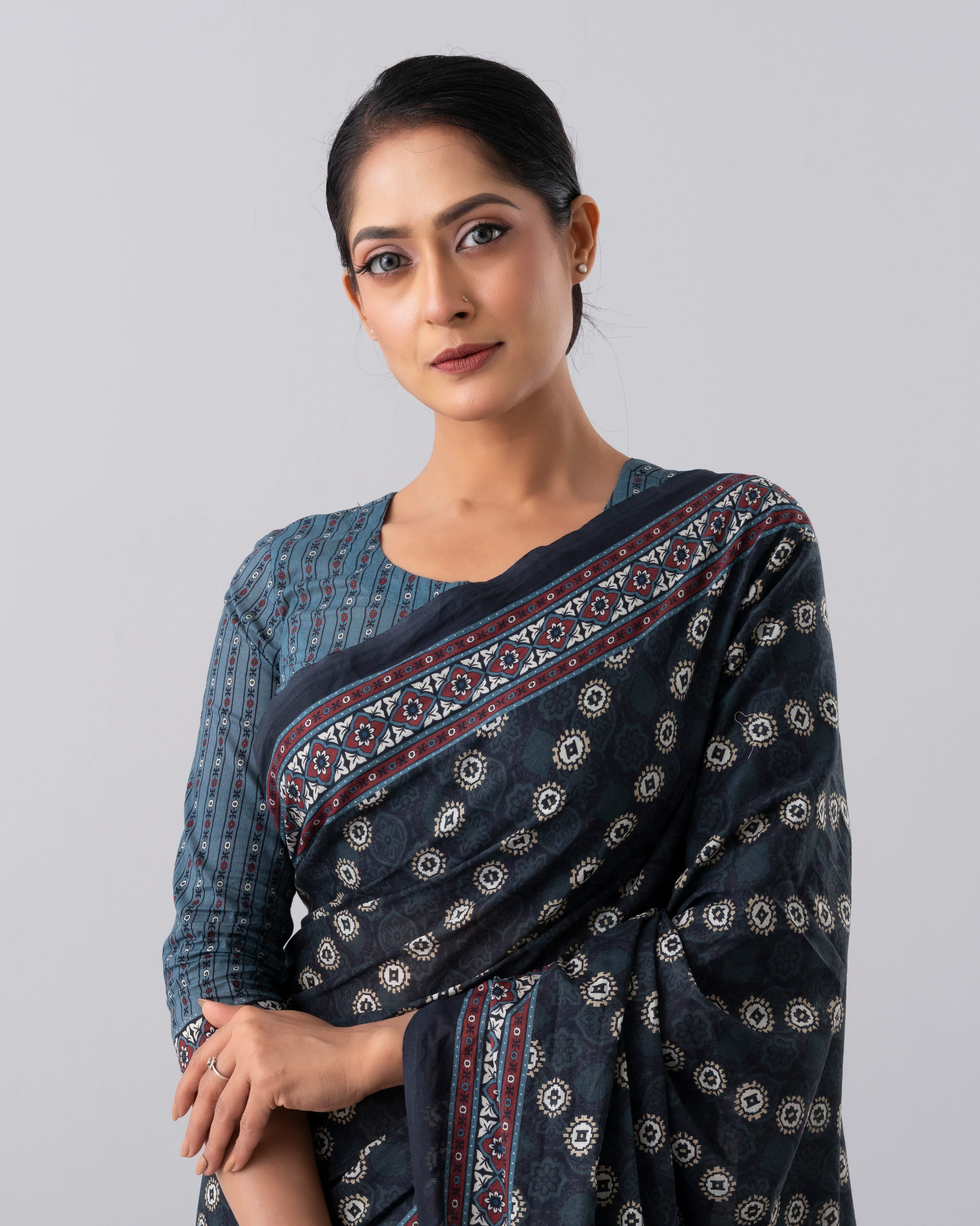 Digital Printed Cotton Saree - Image 15