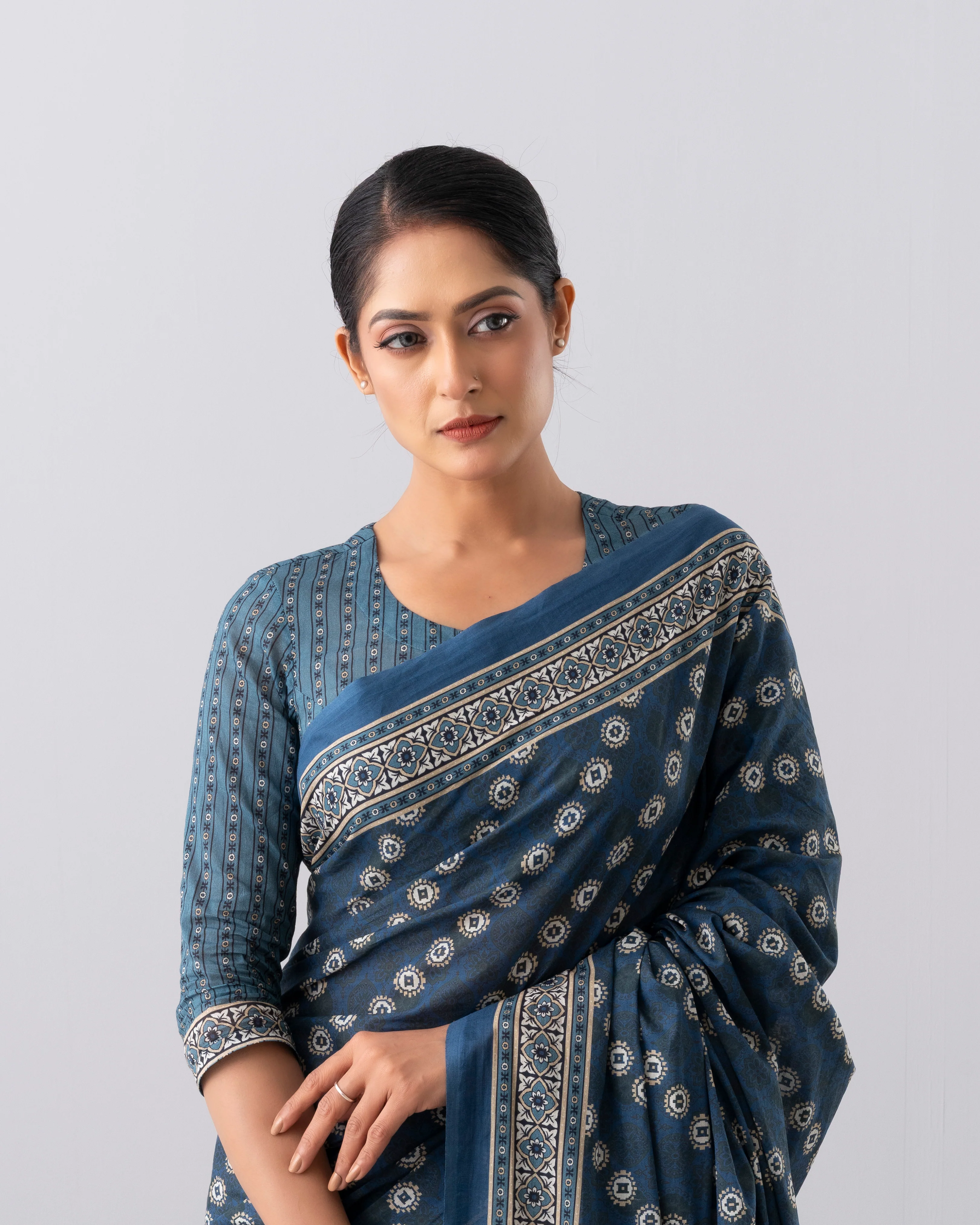 Digital Printed Cotton Saree - Image 7