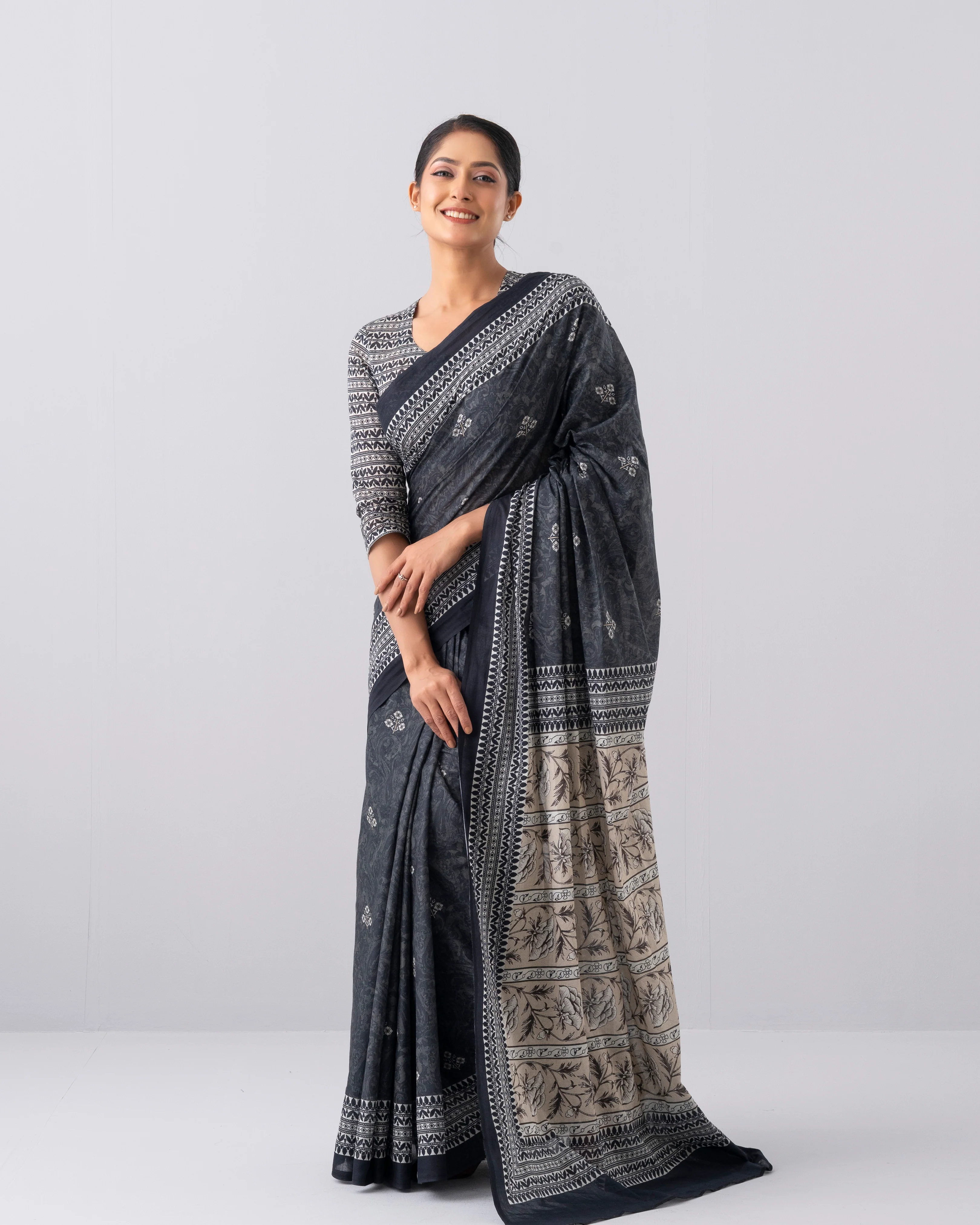 Digital Printed Cotton Saree - Image 10