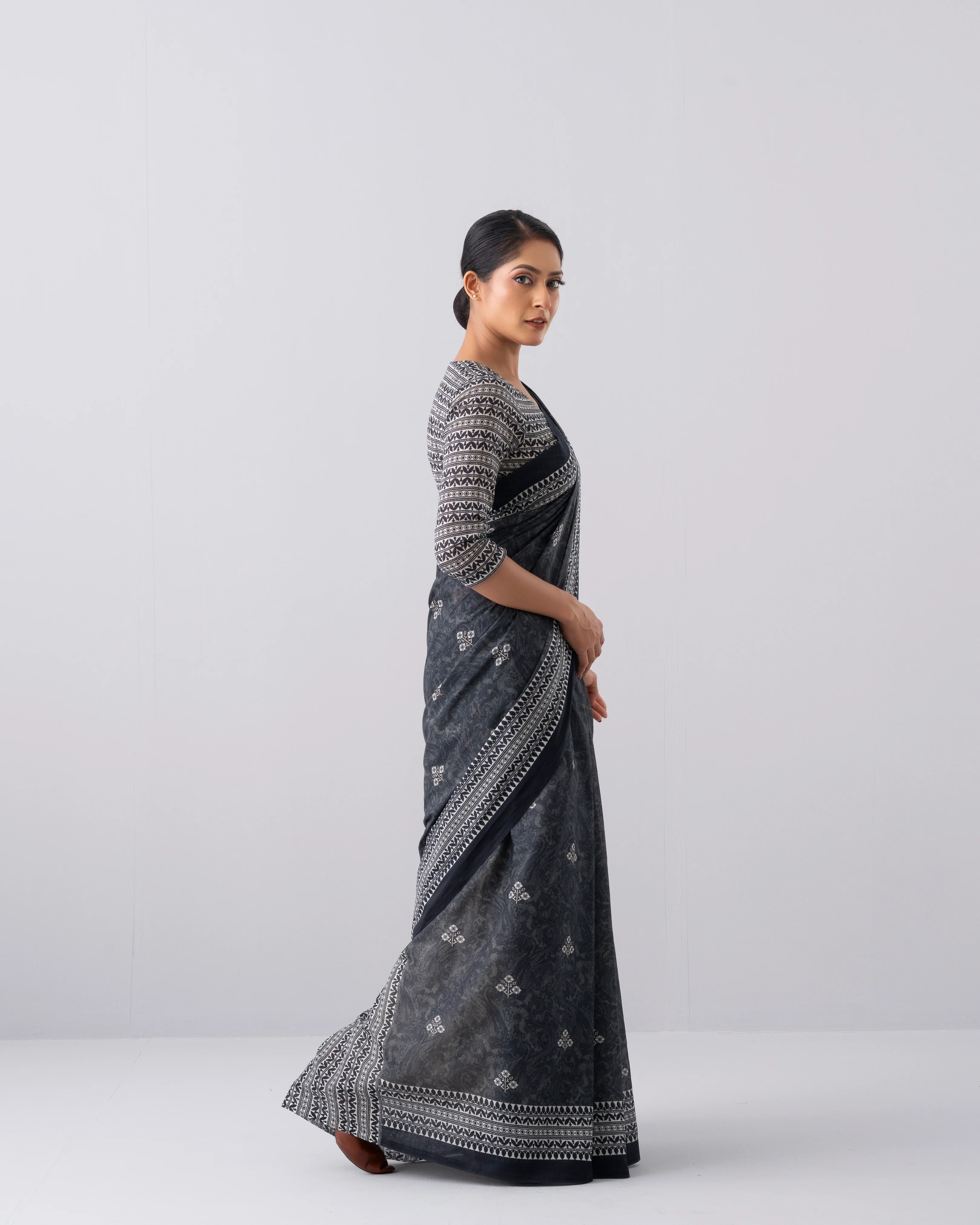 Digital Printed Cotton Saree - Image 12