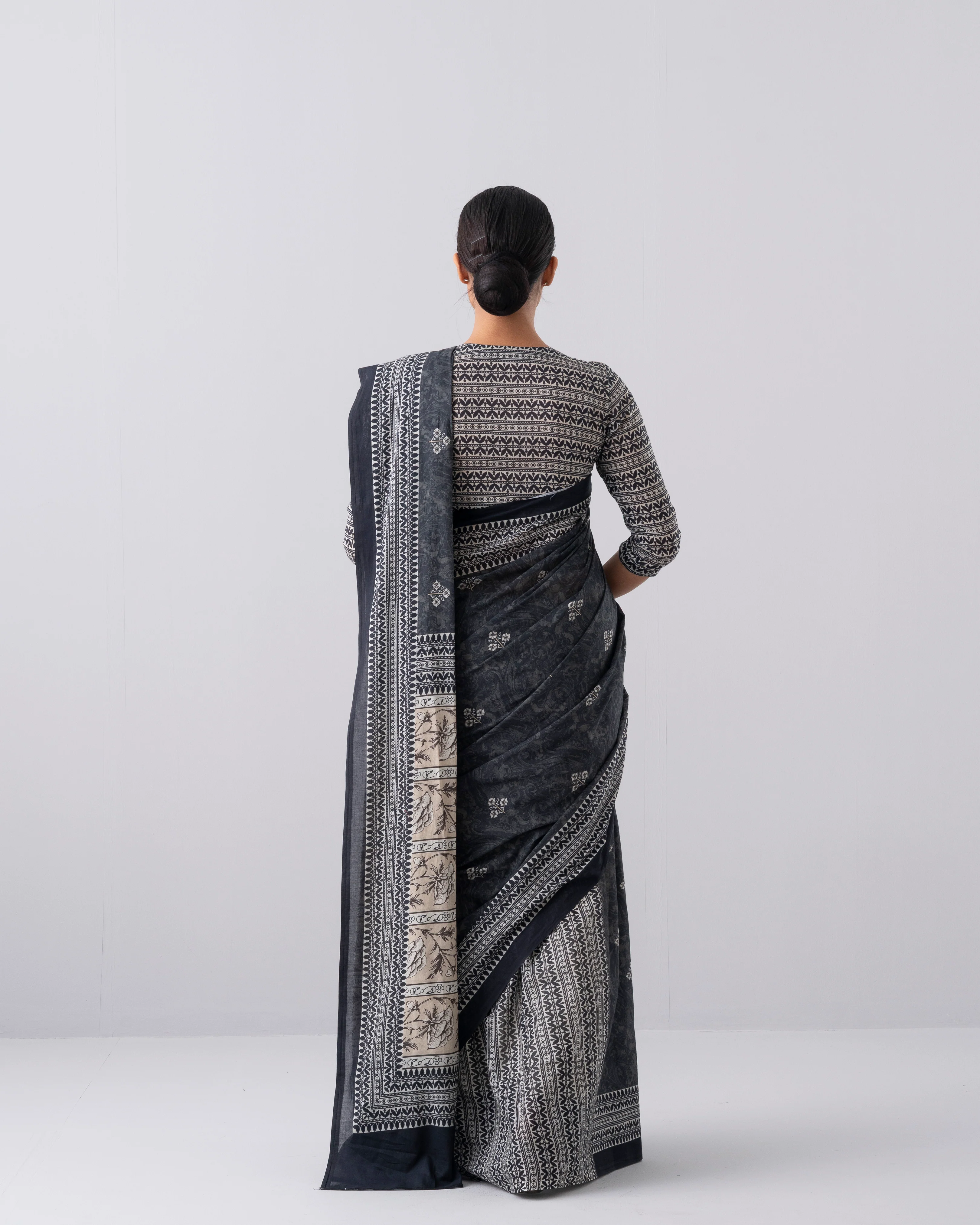 Digital Printed Cotton Saree - Image 13