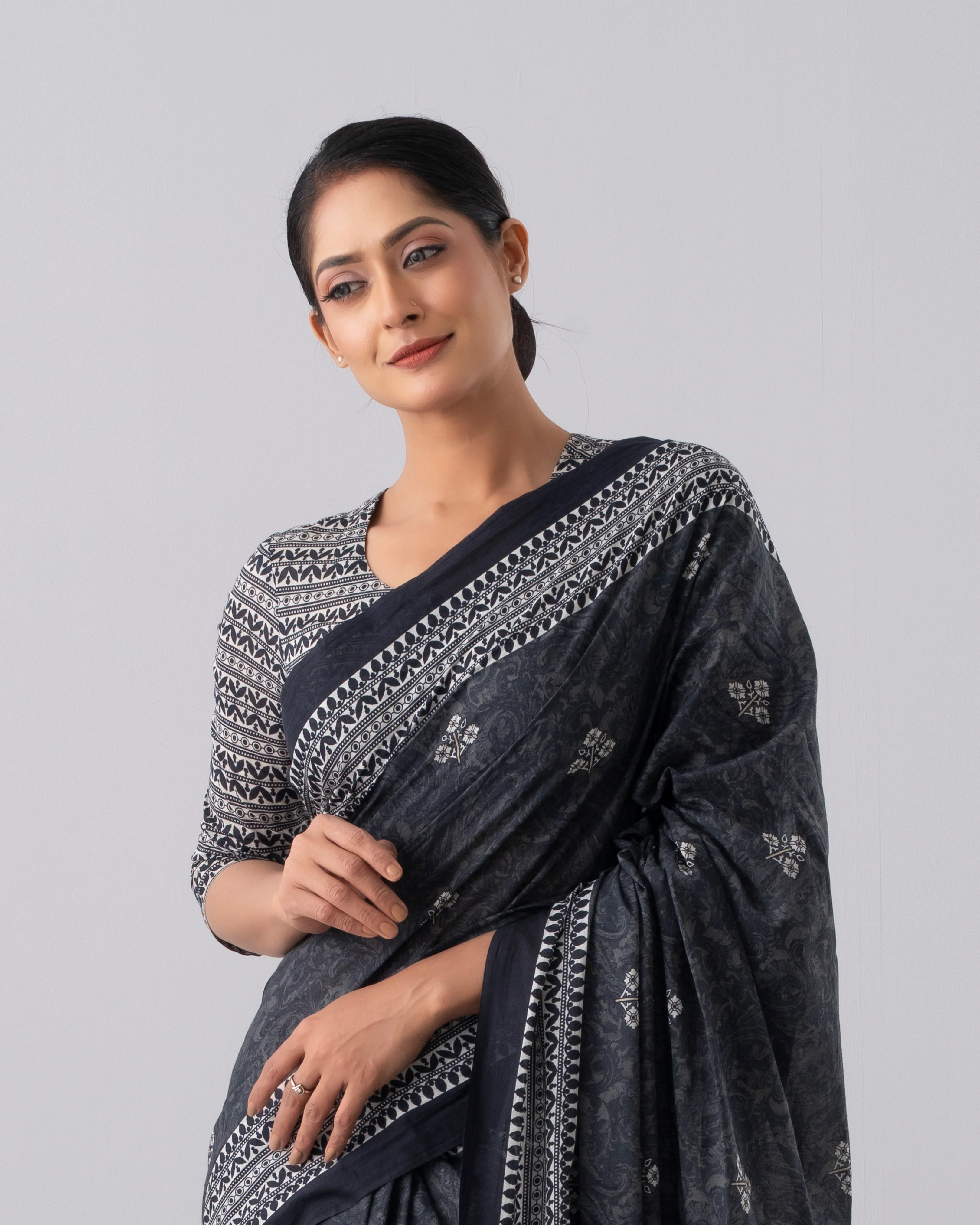 Digital Printed Cotton Saree - Image 14