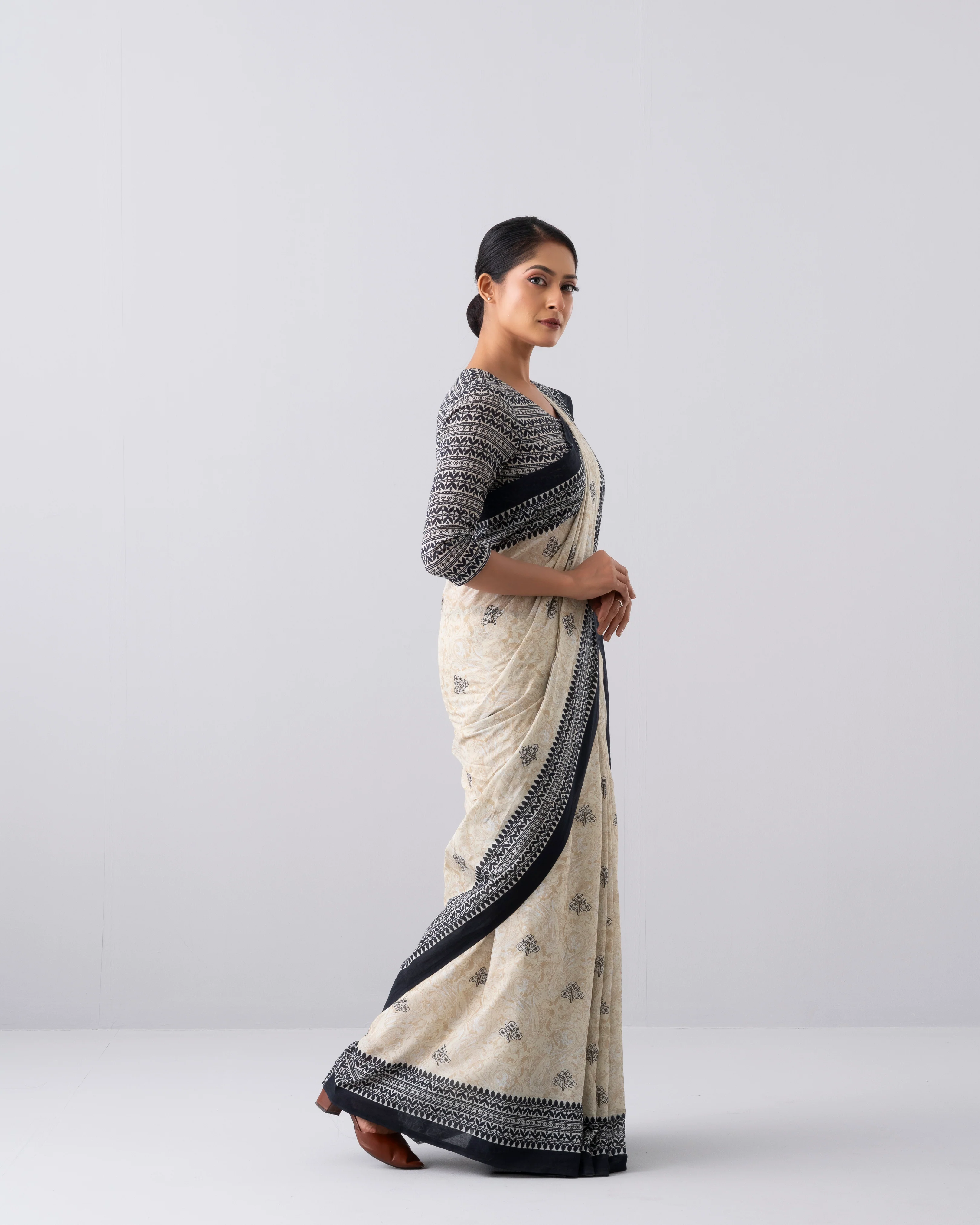 Digital Printed Cotton Saree - Image 4