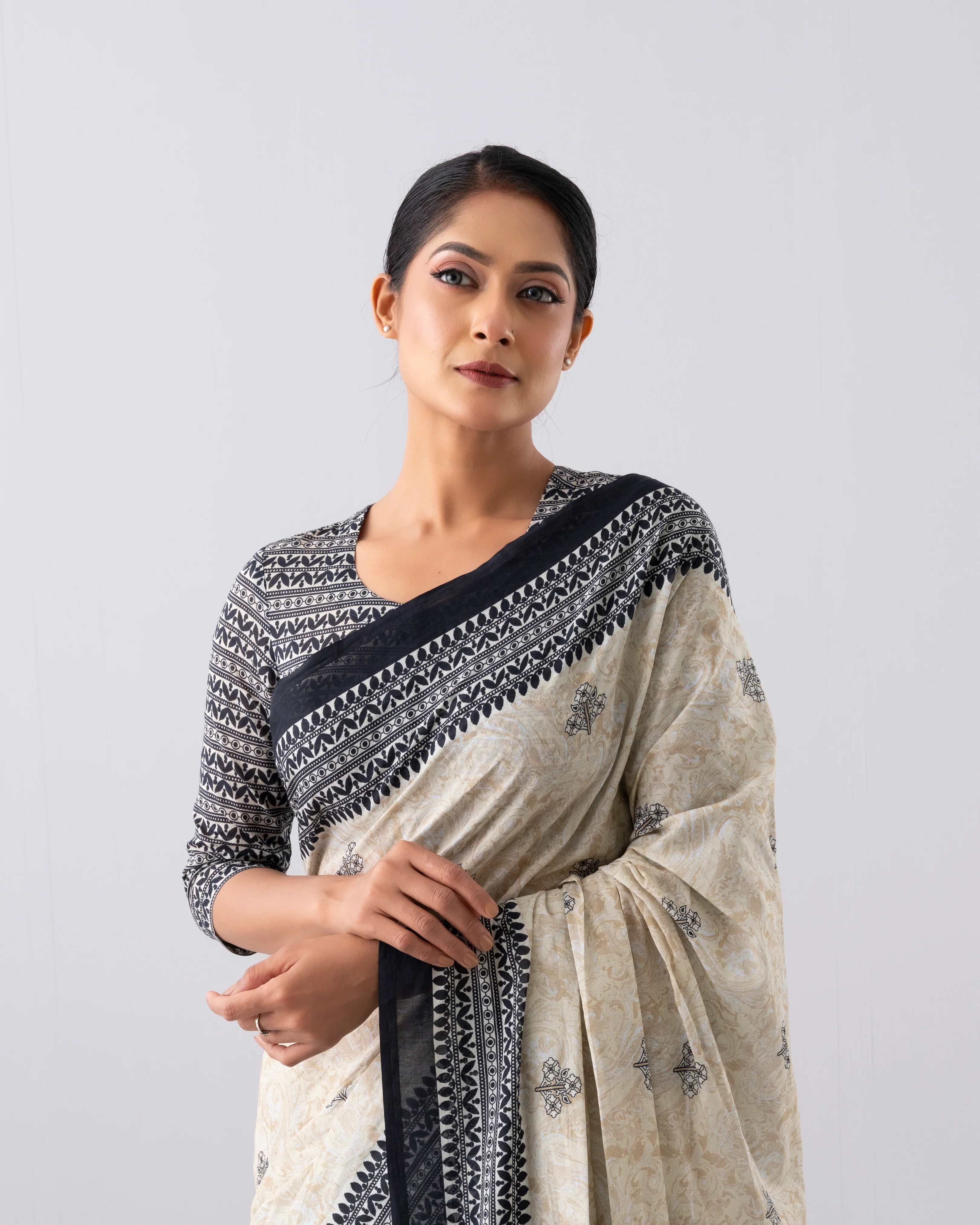 Digital Printed Cotton Saree - Image 6