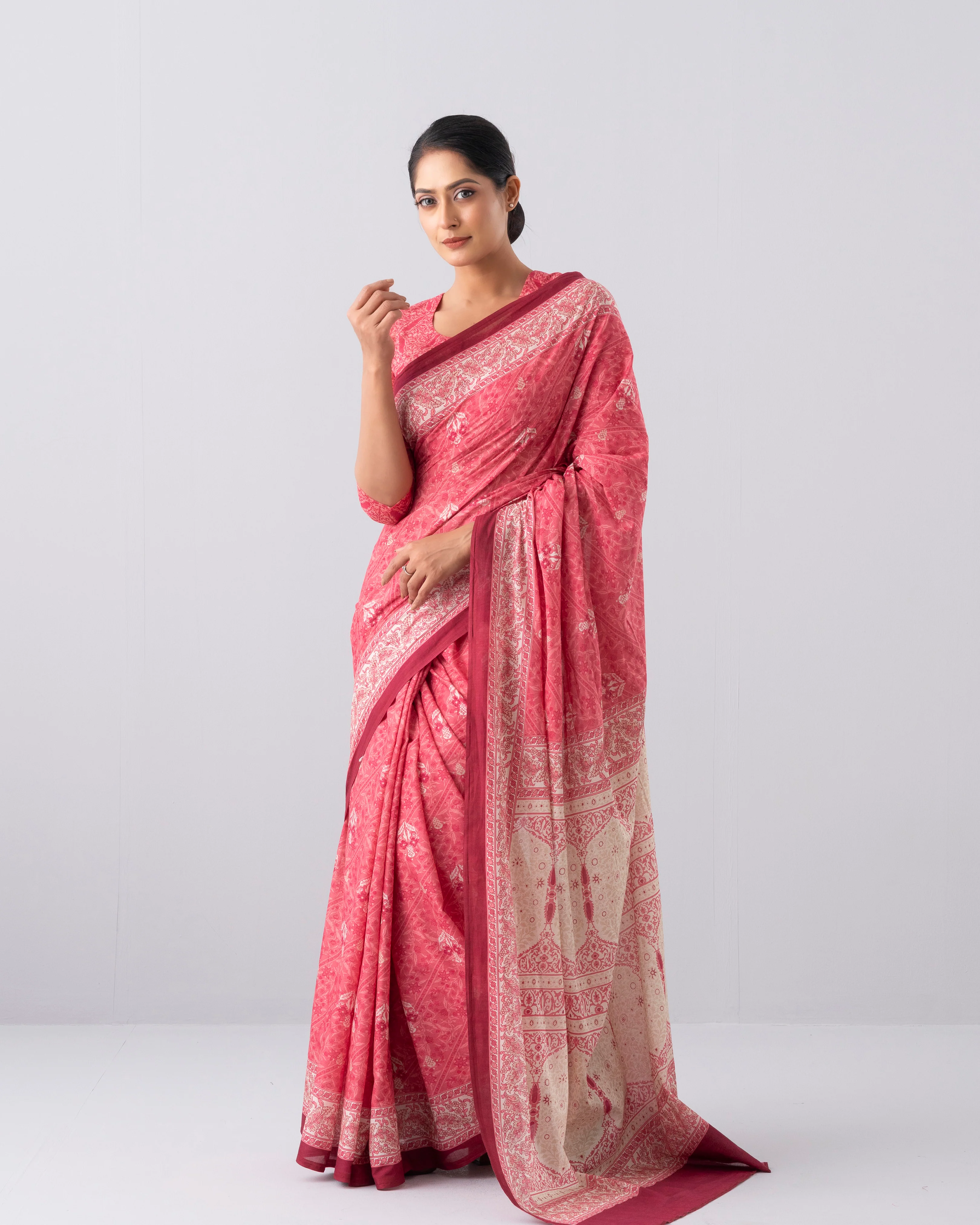 Digital Printed Cotton Saree - Image 11