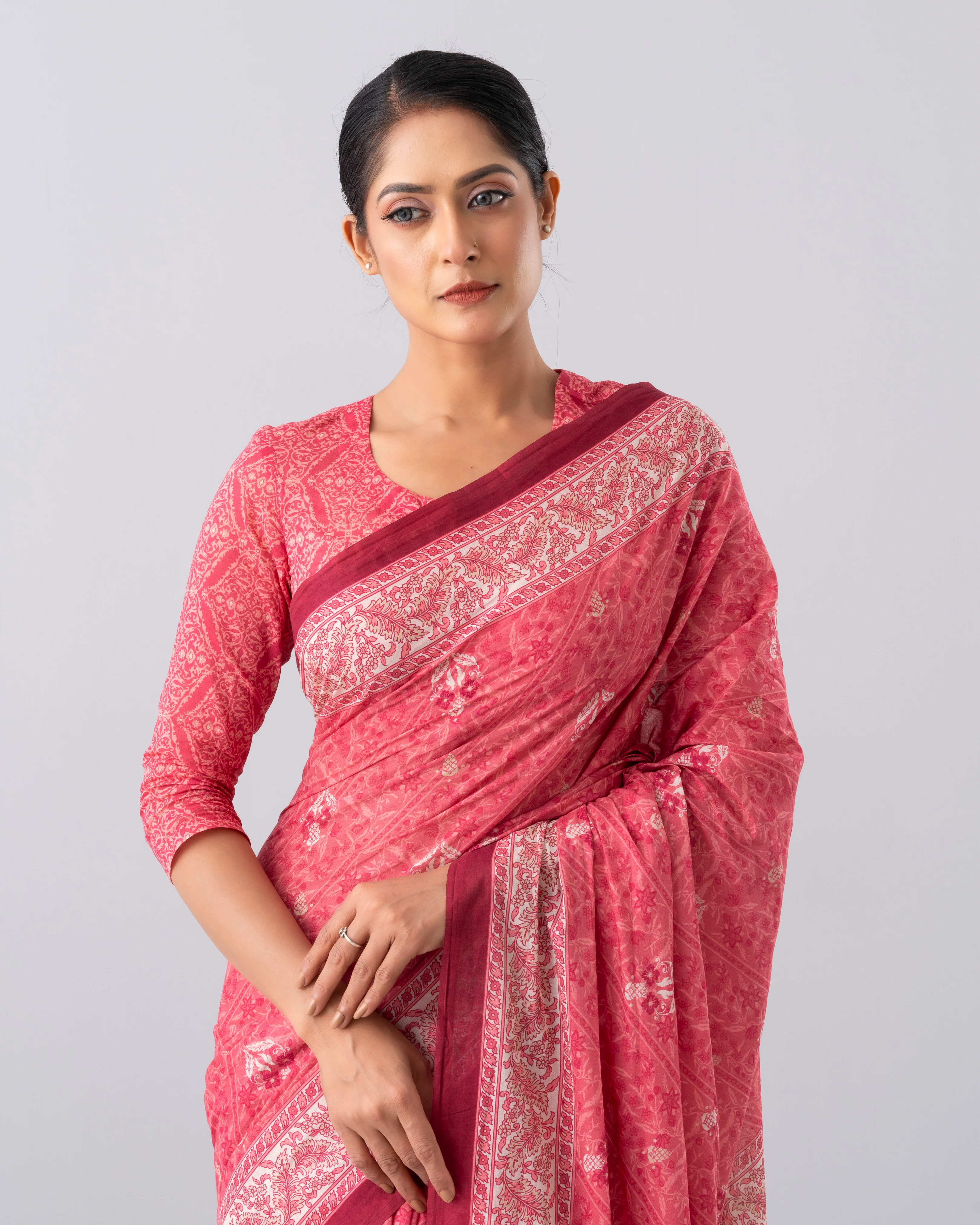 Digital Printed Cotton Saree - Image 13