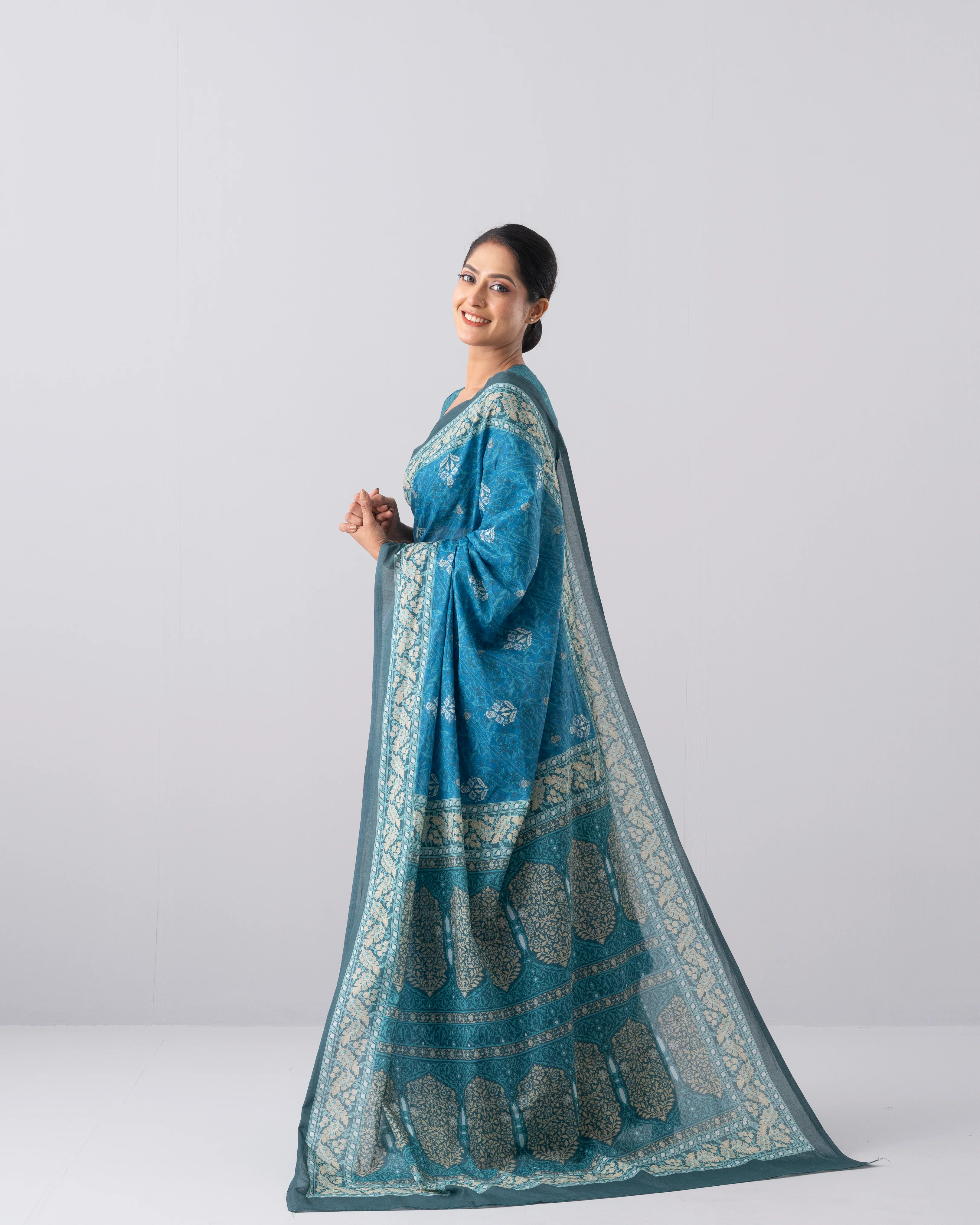 Digital Printed Cotton Saree - Image 3