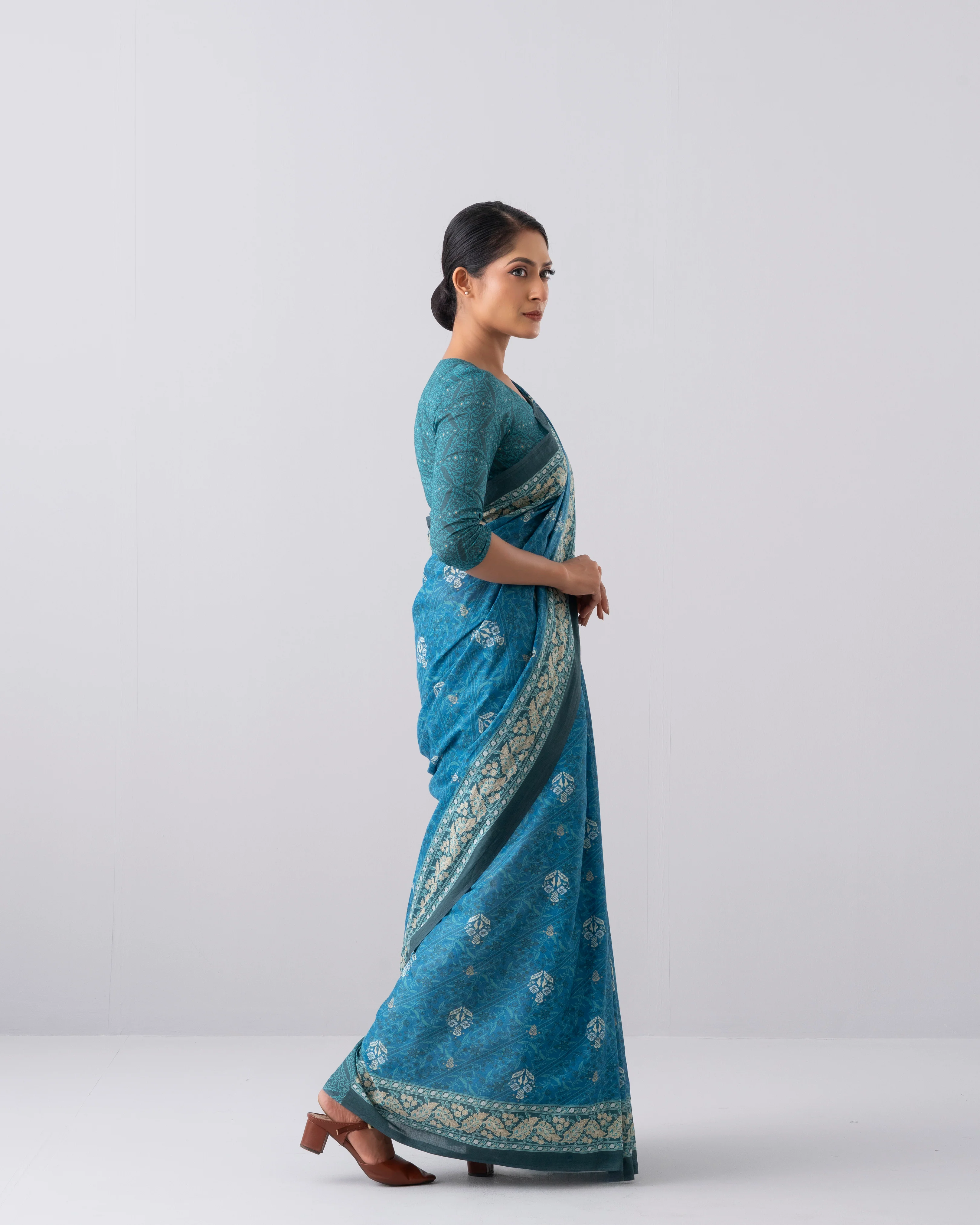Digital Printed Cotton Saree - Image 4