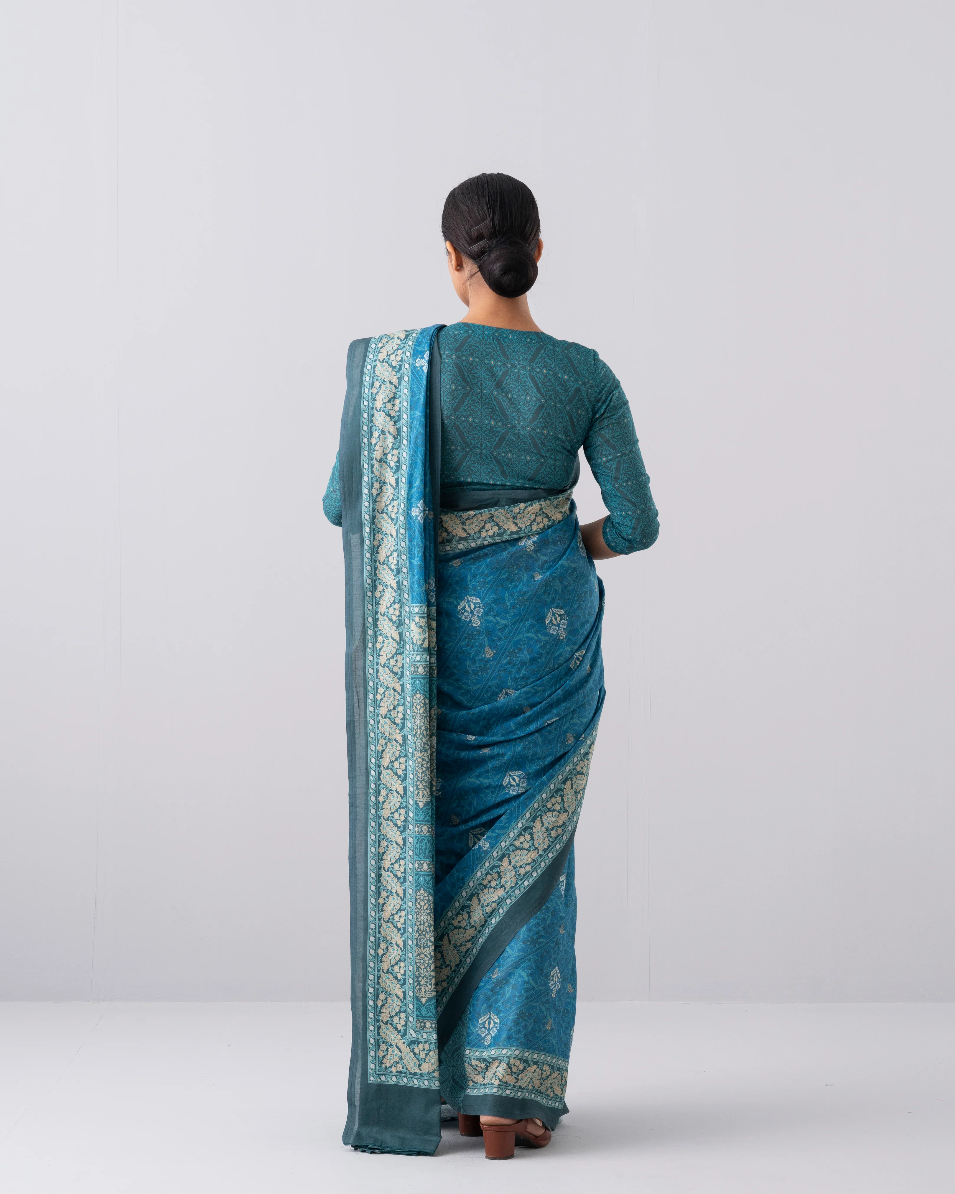 Digital Printed Cotton Saree - Image 5