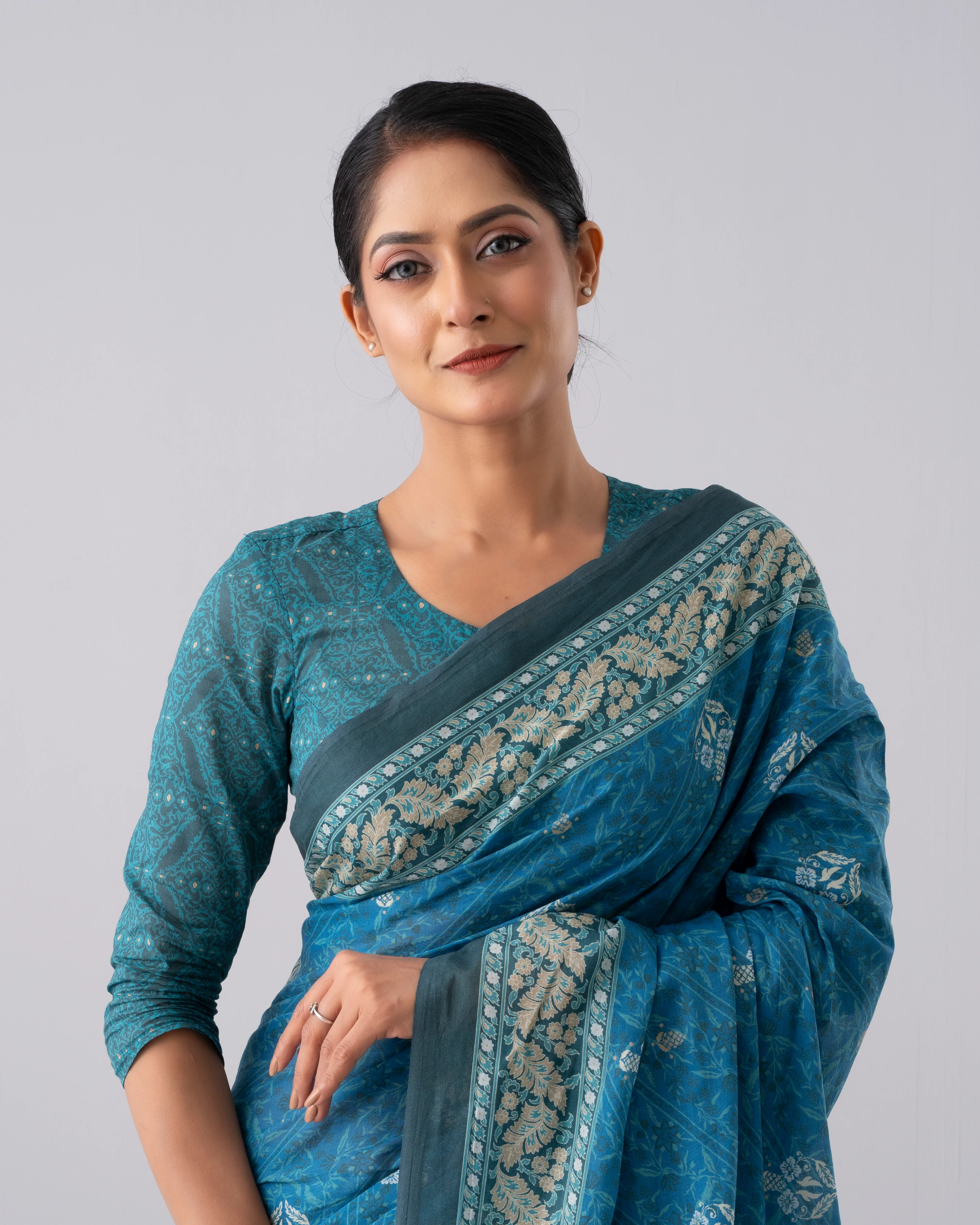 Digital Printed Cotton Saree - Image 6