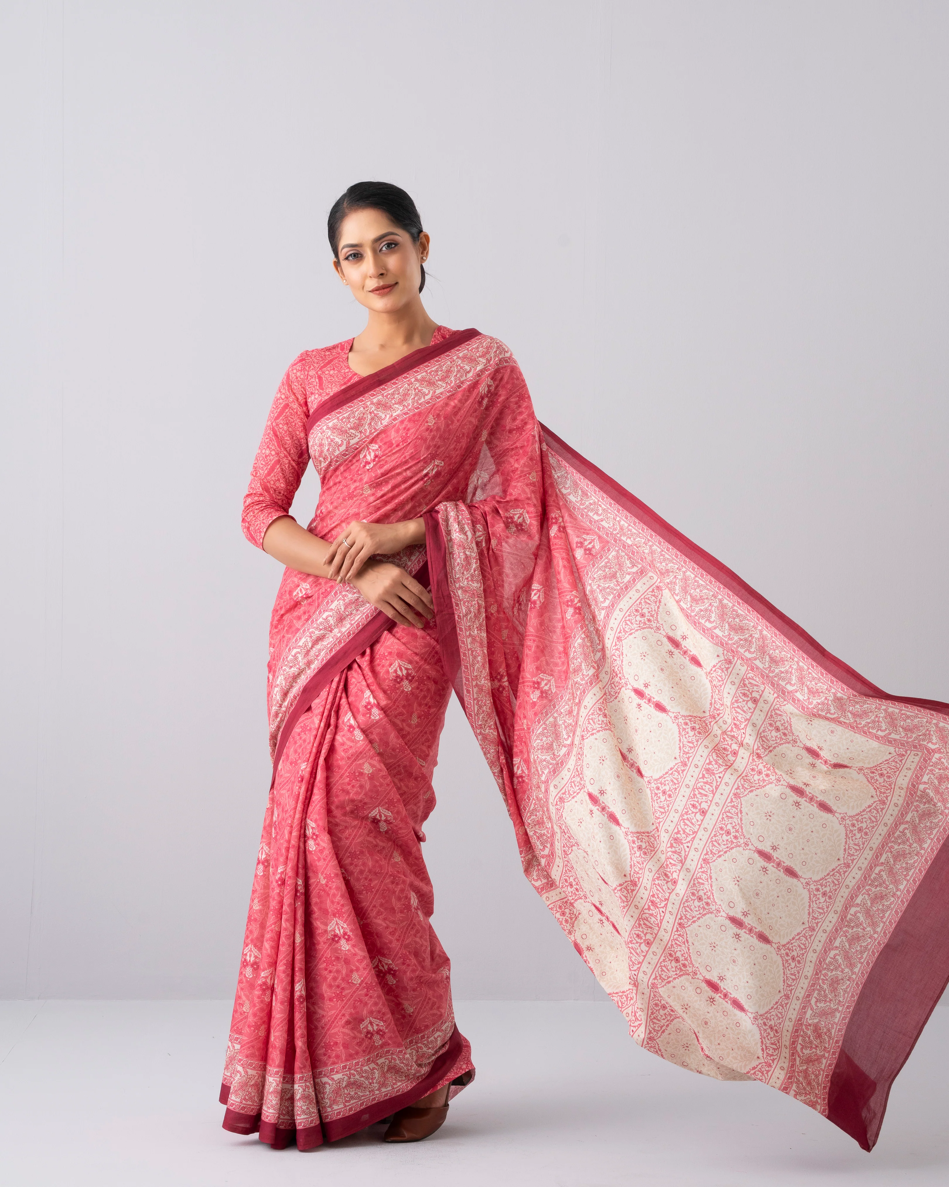 Digital Printed Cotton Saree - Image 9