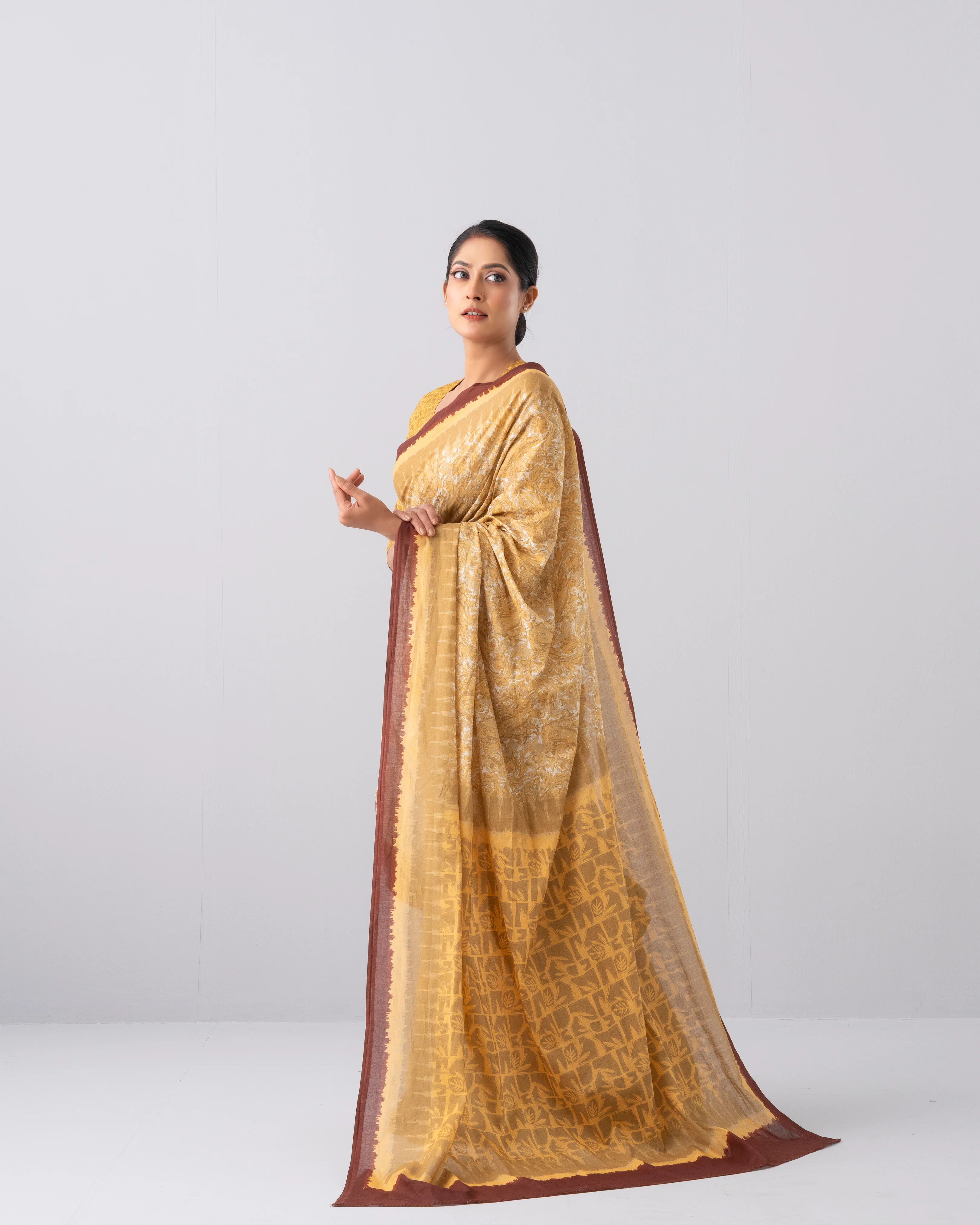 Digital Printed Cotton Saree - Image 11
