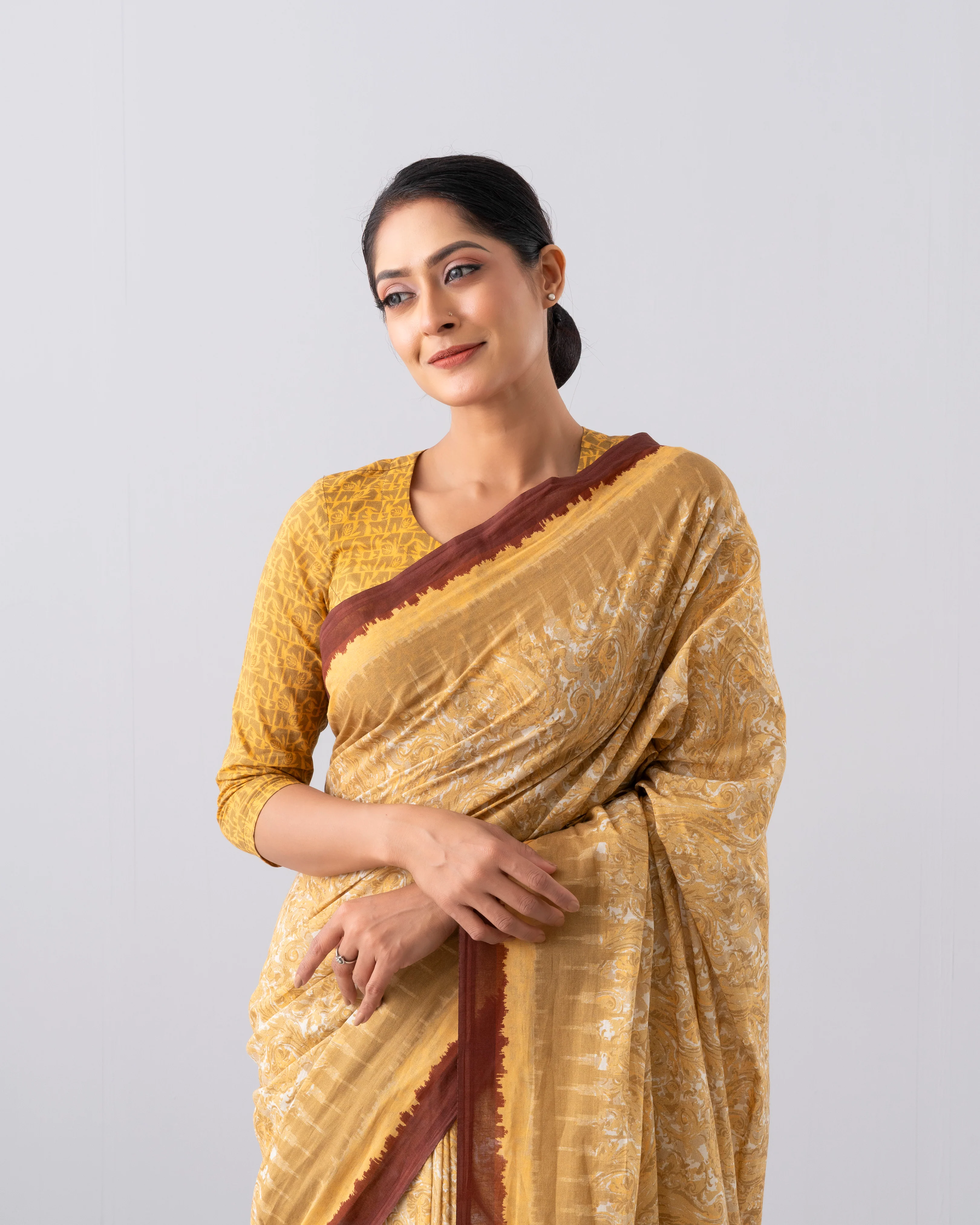 Digital Printed Cotton Saree - Image 14