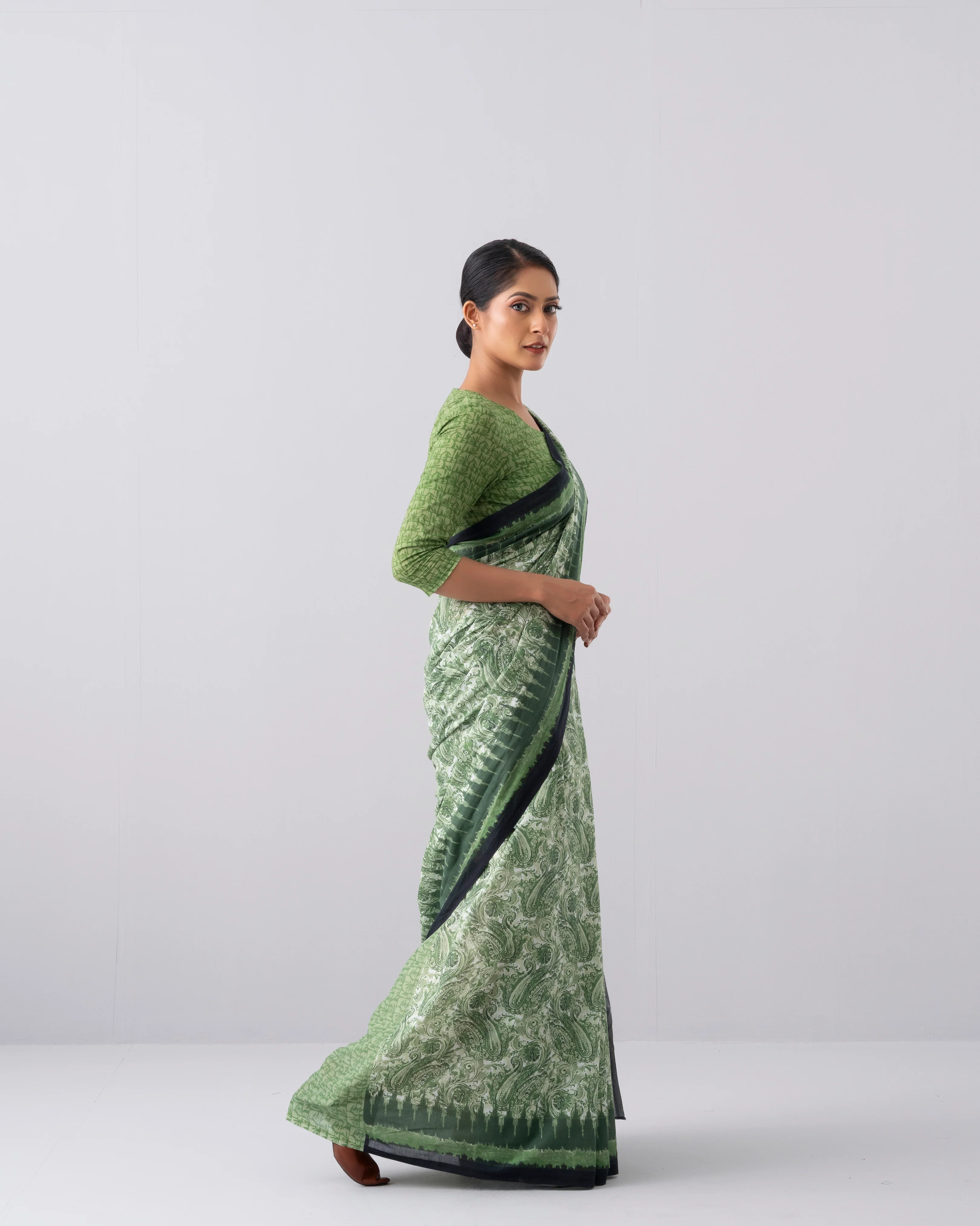 Digital Printed Cotton Saree - Image 4
