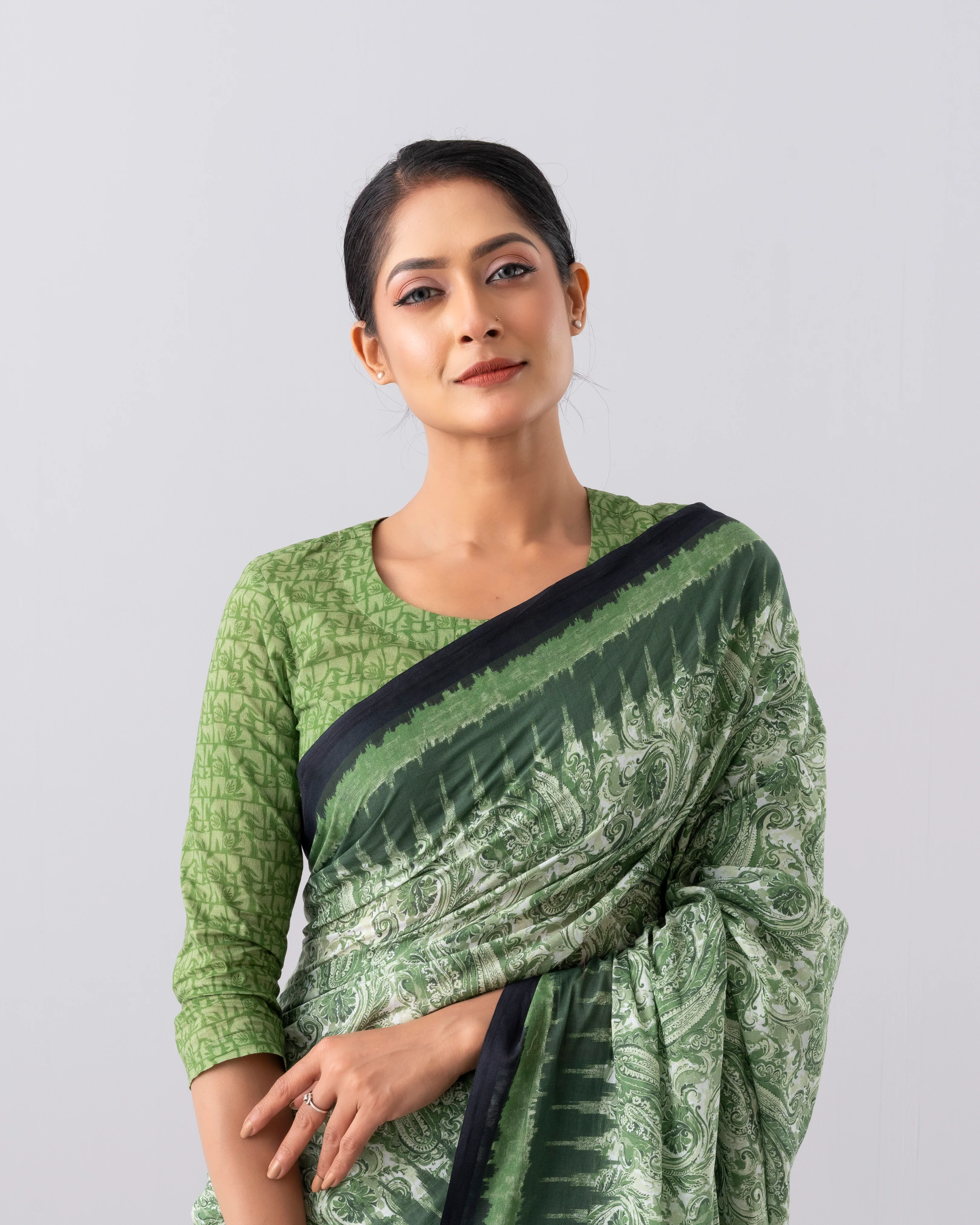 Digital Printed Cotton Saree - Image 6