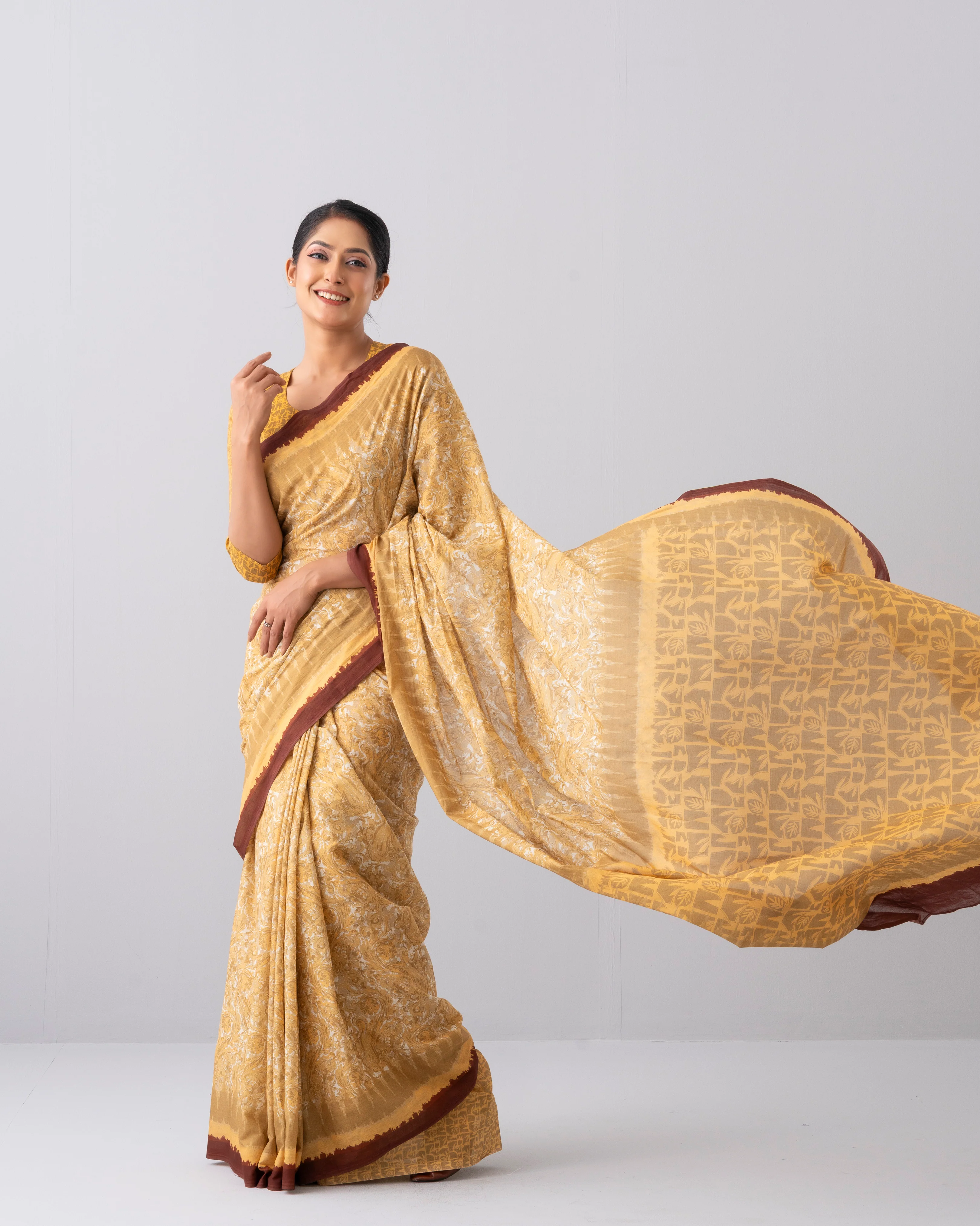 Digital Printed Cotton Saree - Image 9