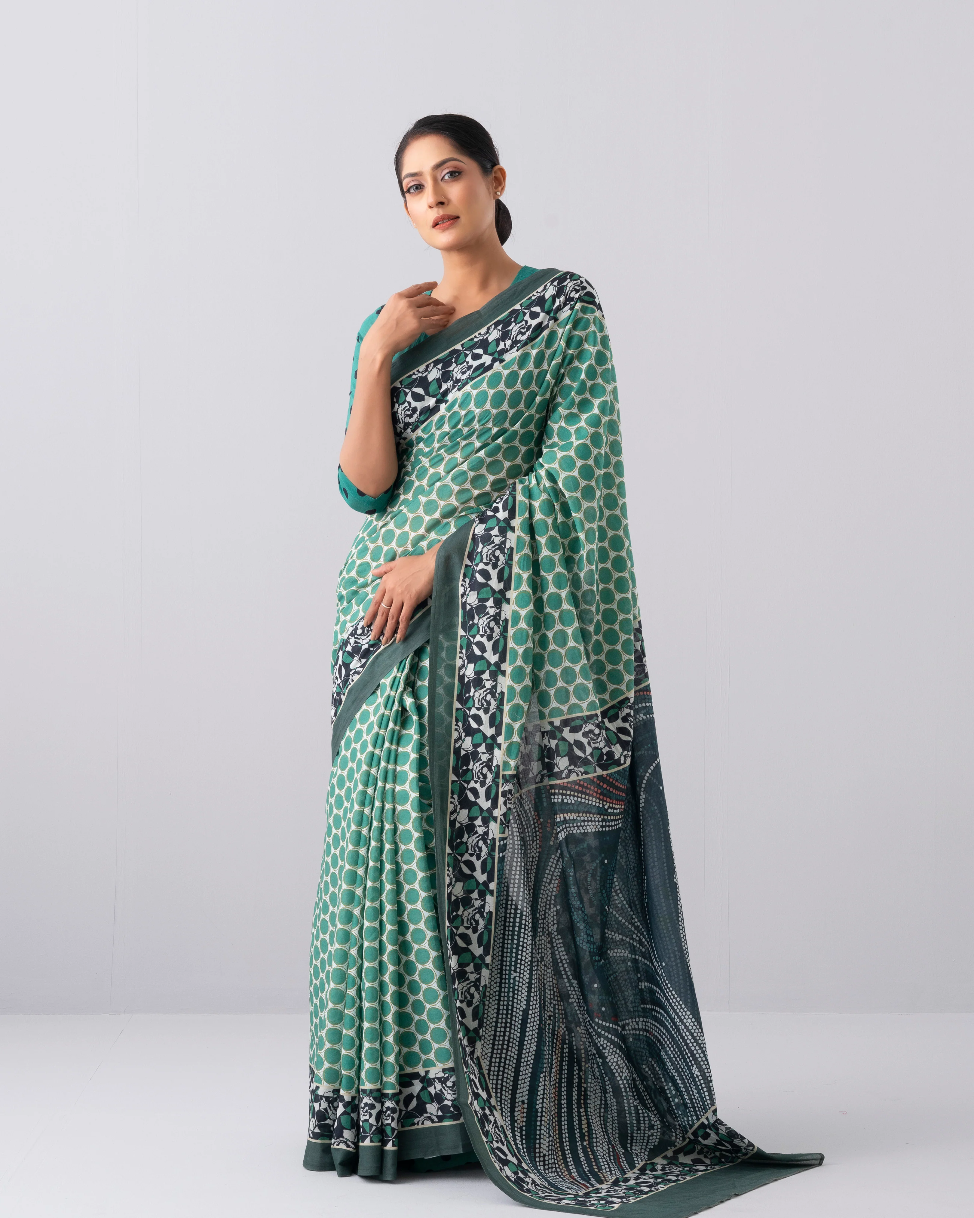 Digital Printed Cotton Saree - Image 3
