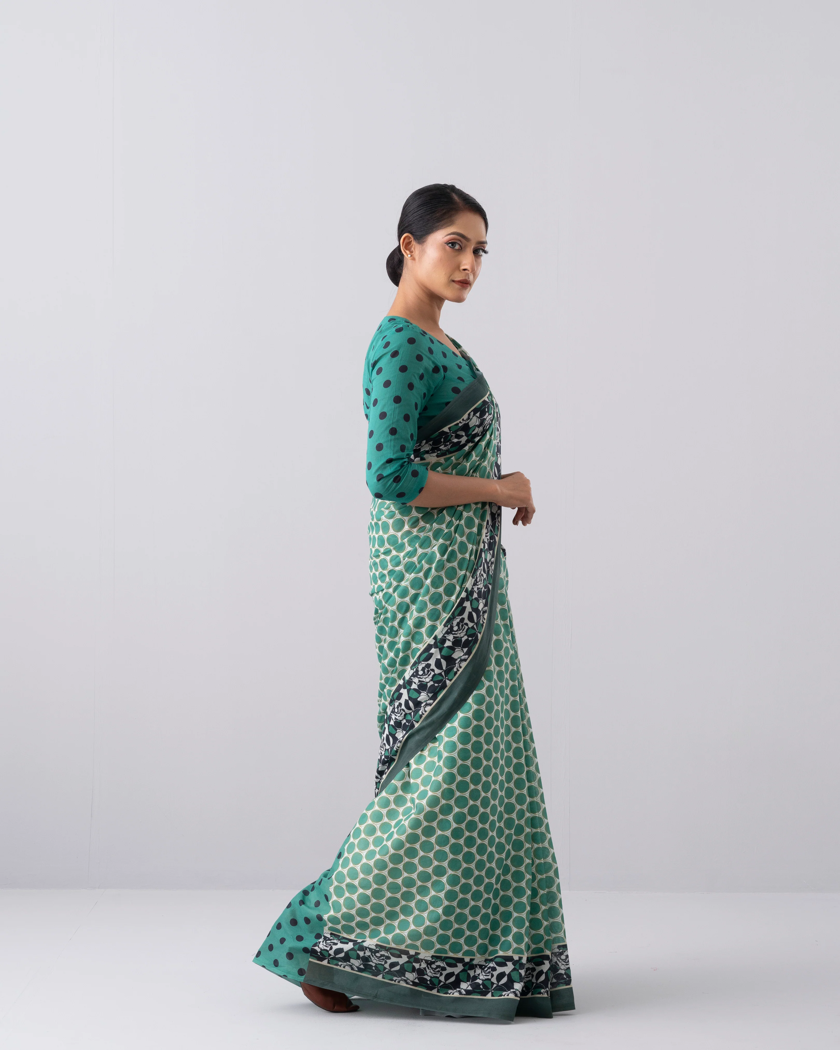 Digital Printed Cotton Saree - Image 4