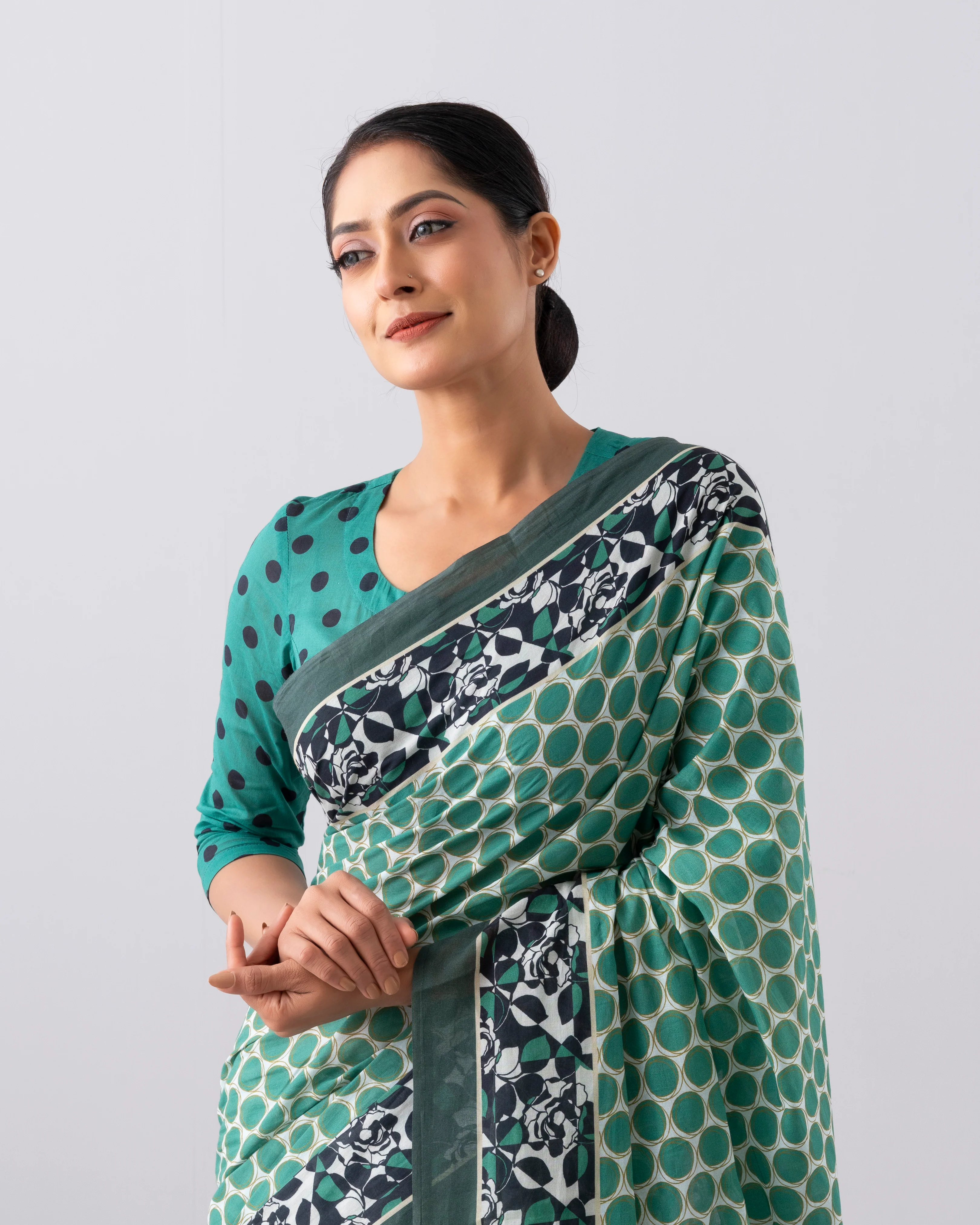 Digital Printed Cotton Saree - Image 6