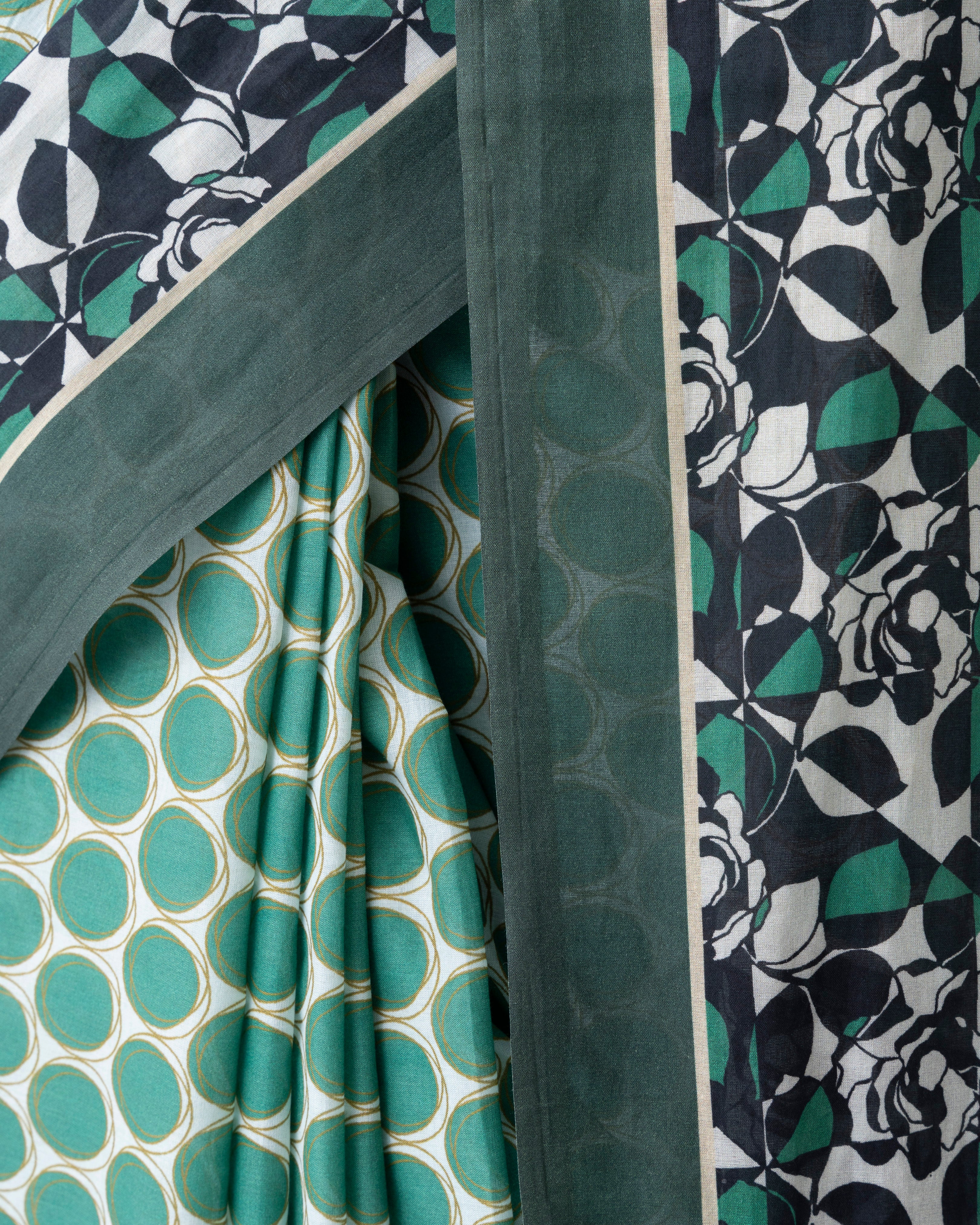 Digital Printed Cotton Saree - Image 7