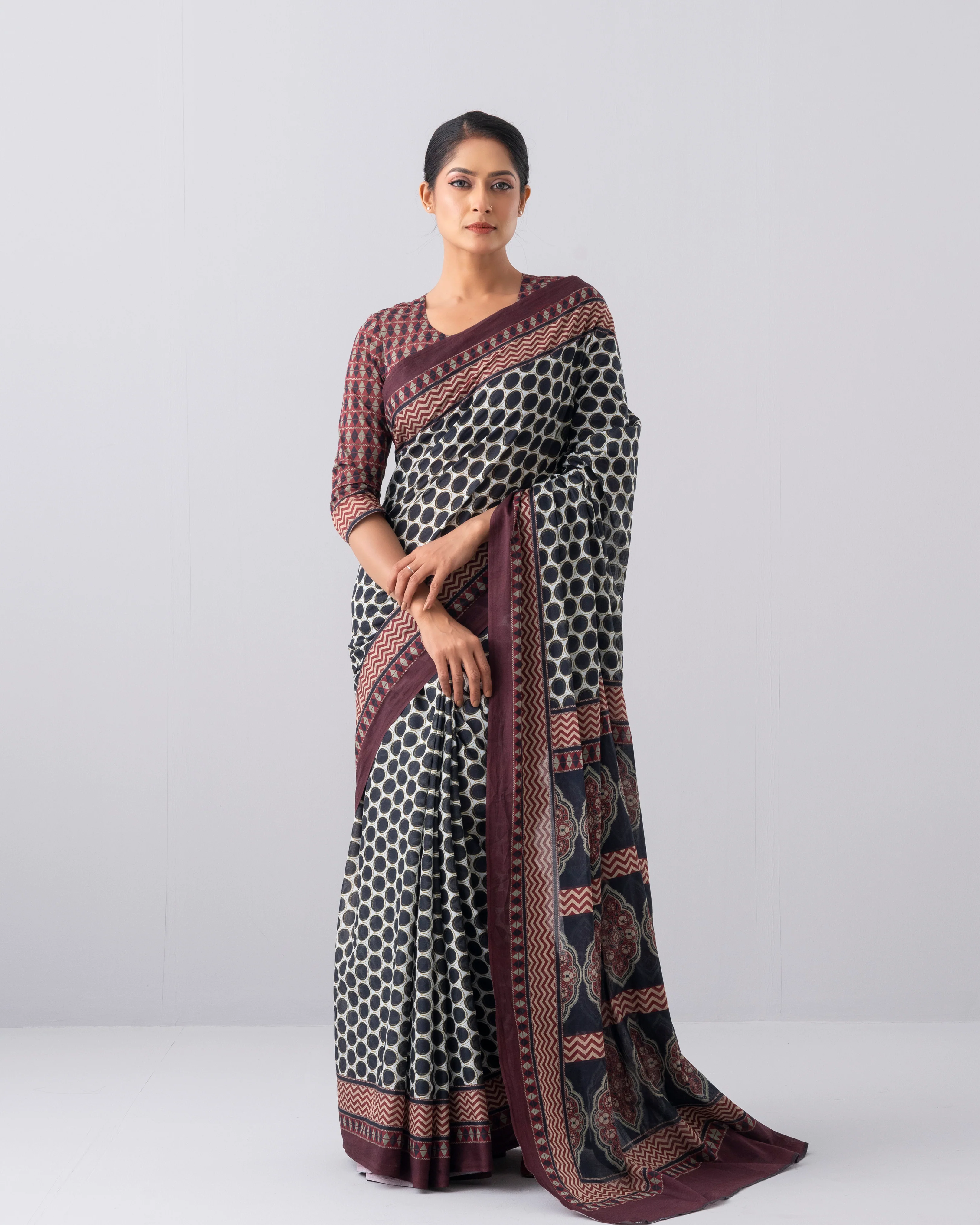 Digital Printed Cotton Saree - Image 2