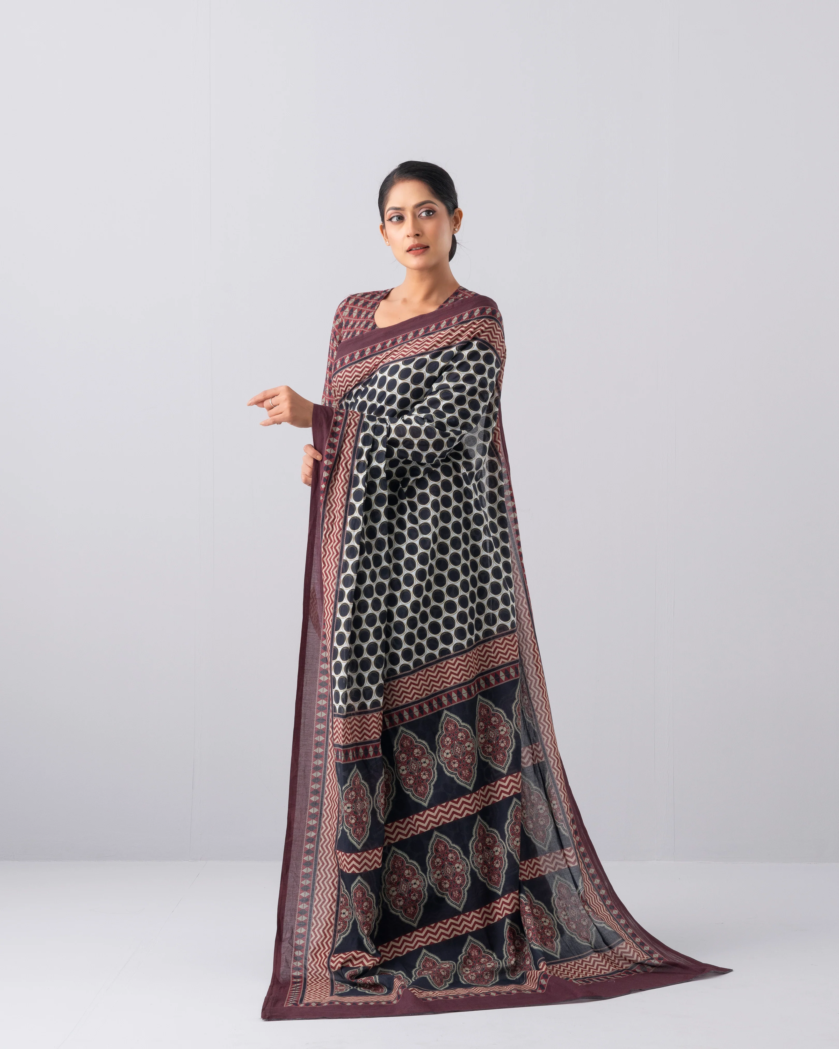 Digital Printed Cotton Saree - Image 3