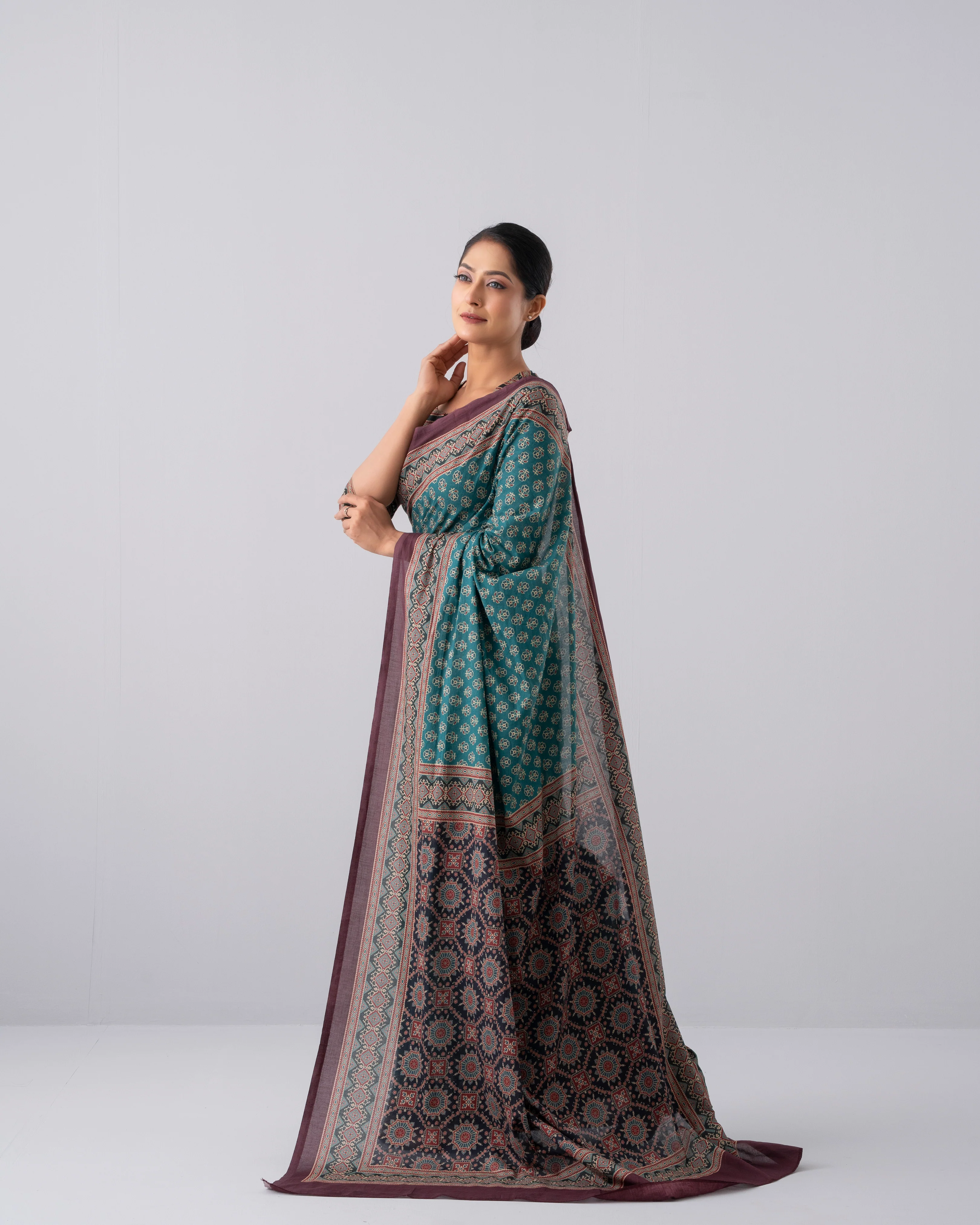 Digital Printed Cotton Saree - Image 2