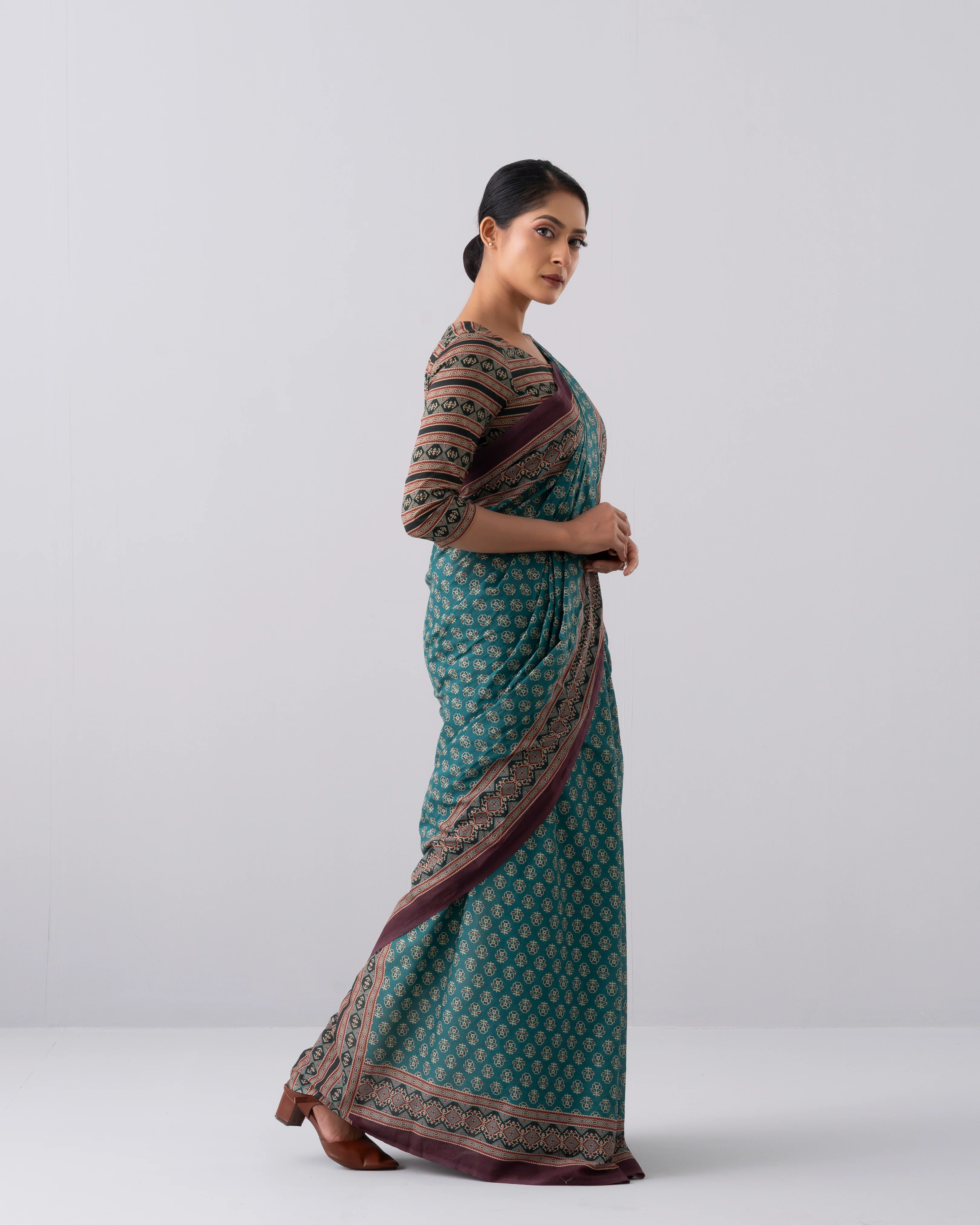 Digital Printed Cotton Saree - Image 3