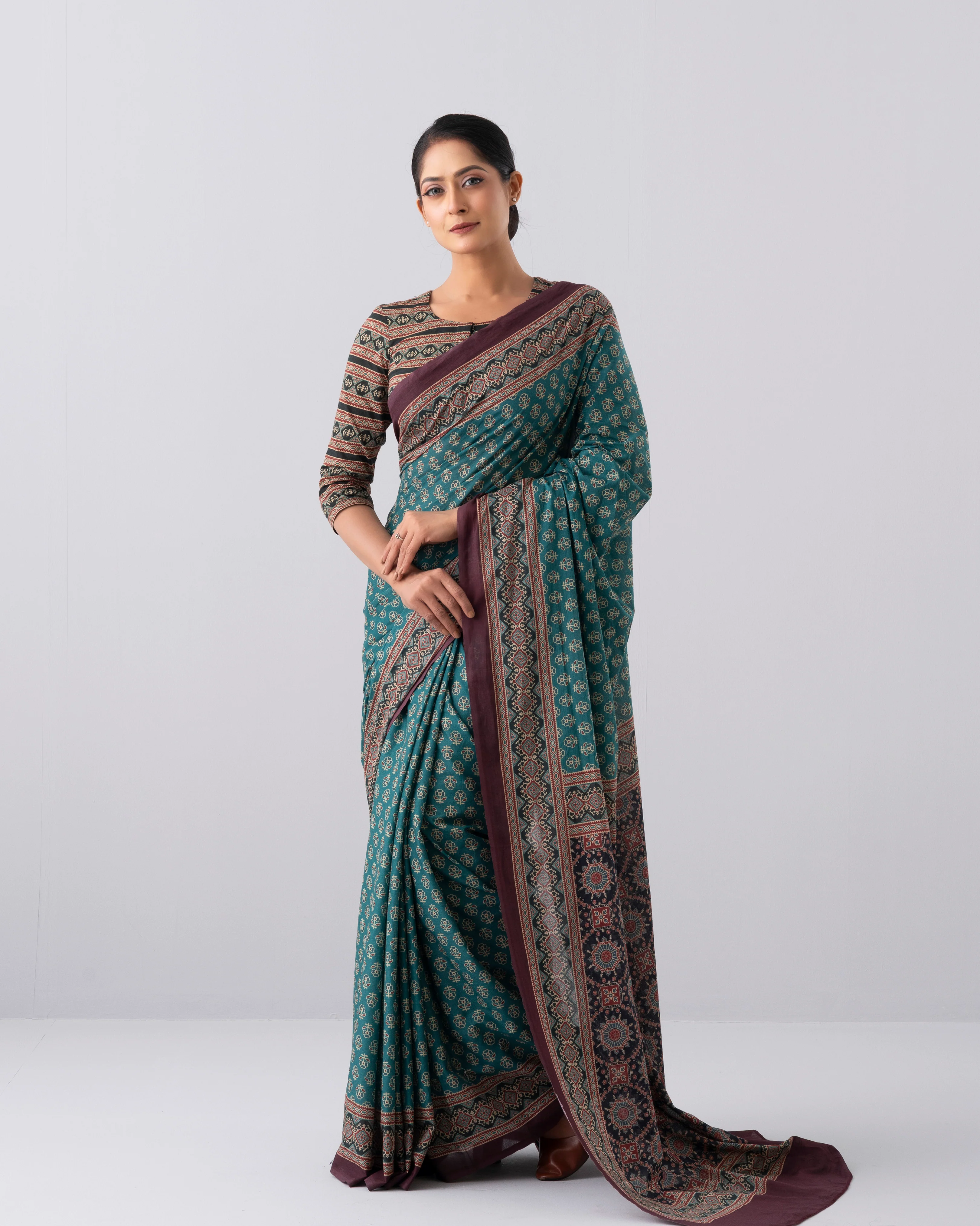 Digital Printed Cotton Saree - Image 4