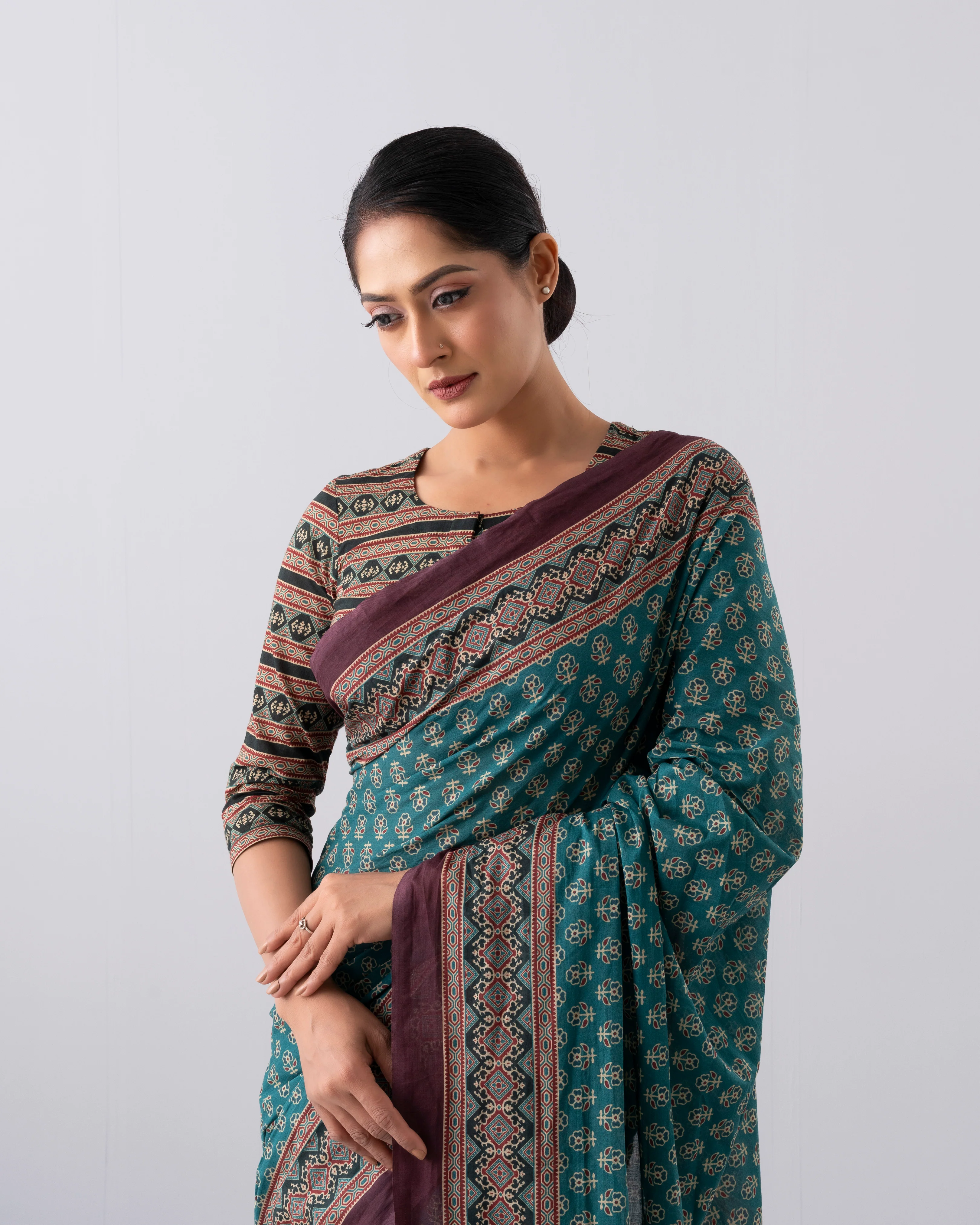 Digital Printed Cotton Saree - Image 6
