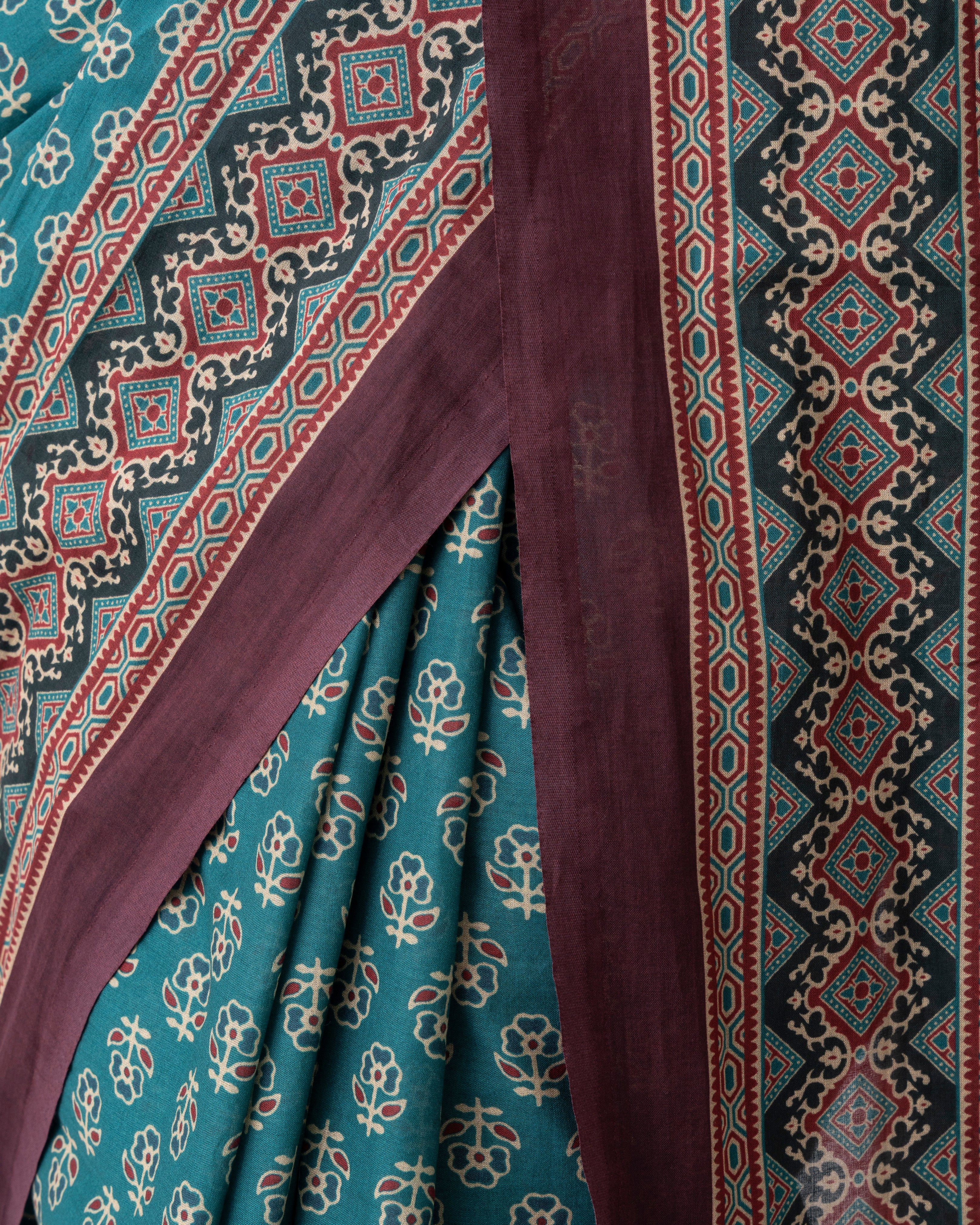 Digital Printed Cotton Saree - Image 7