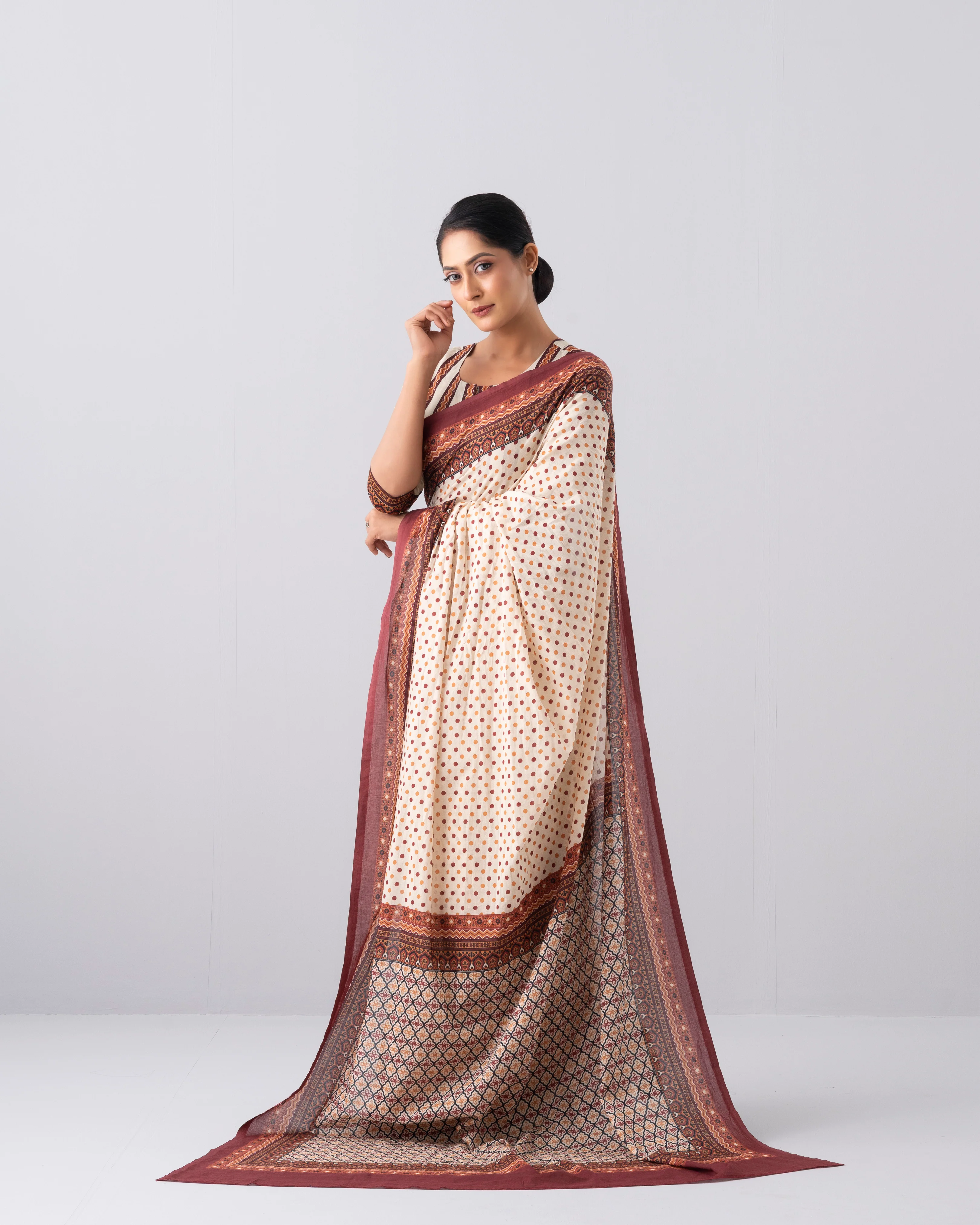 Digital Printed Cotton Saree - Image 11