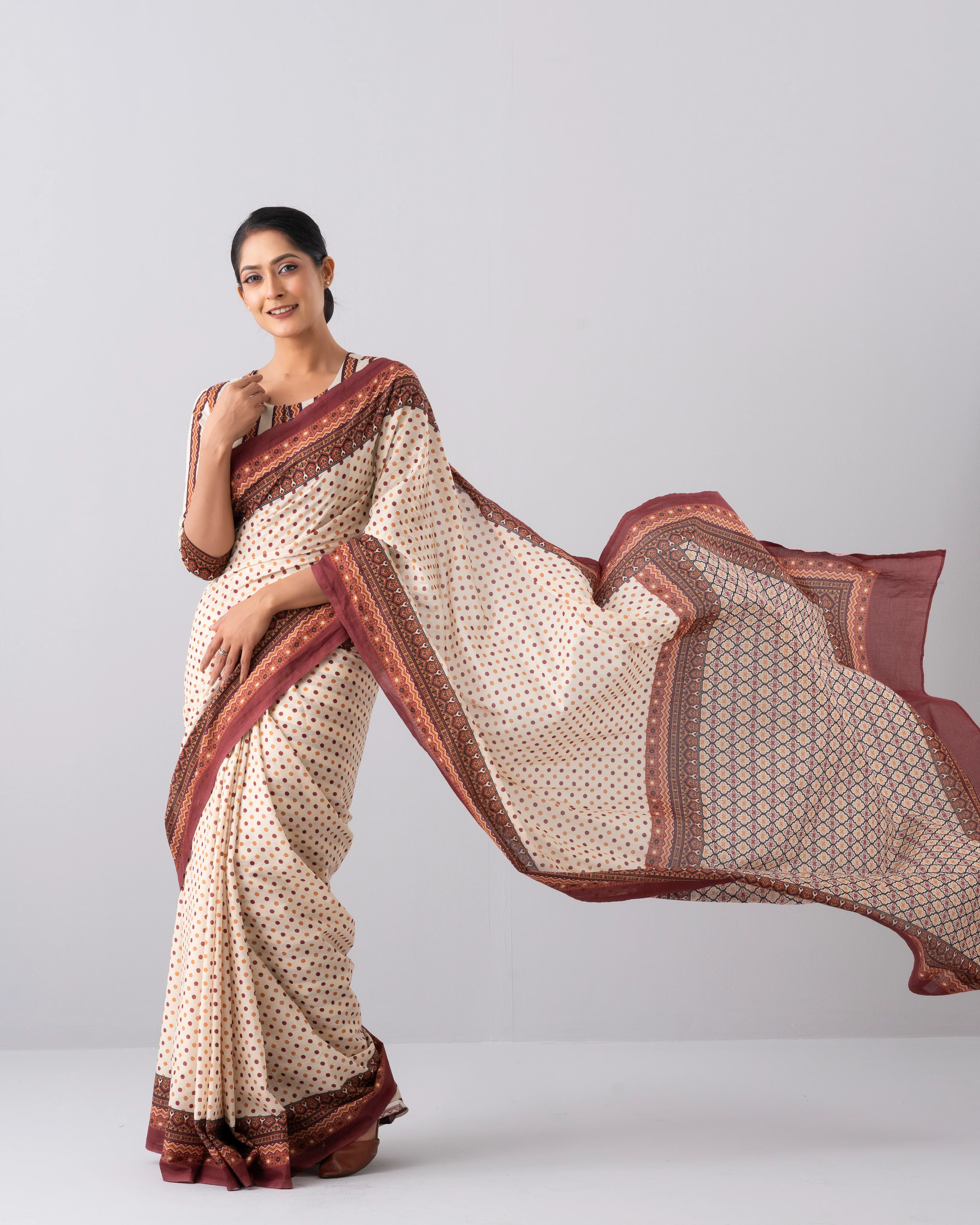 Digital Printed Cotton Saree - Image 12