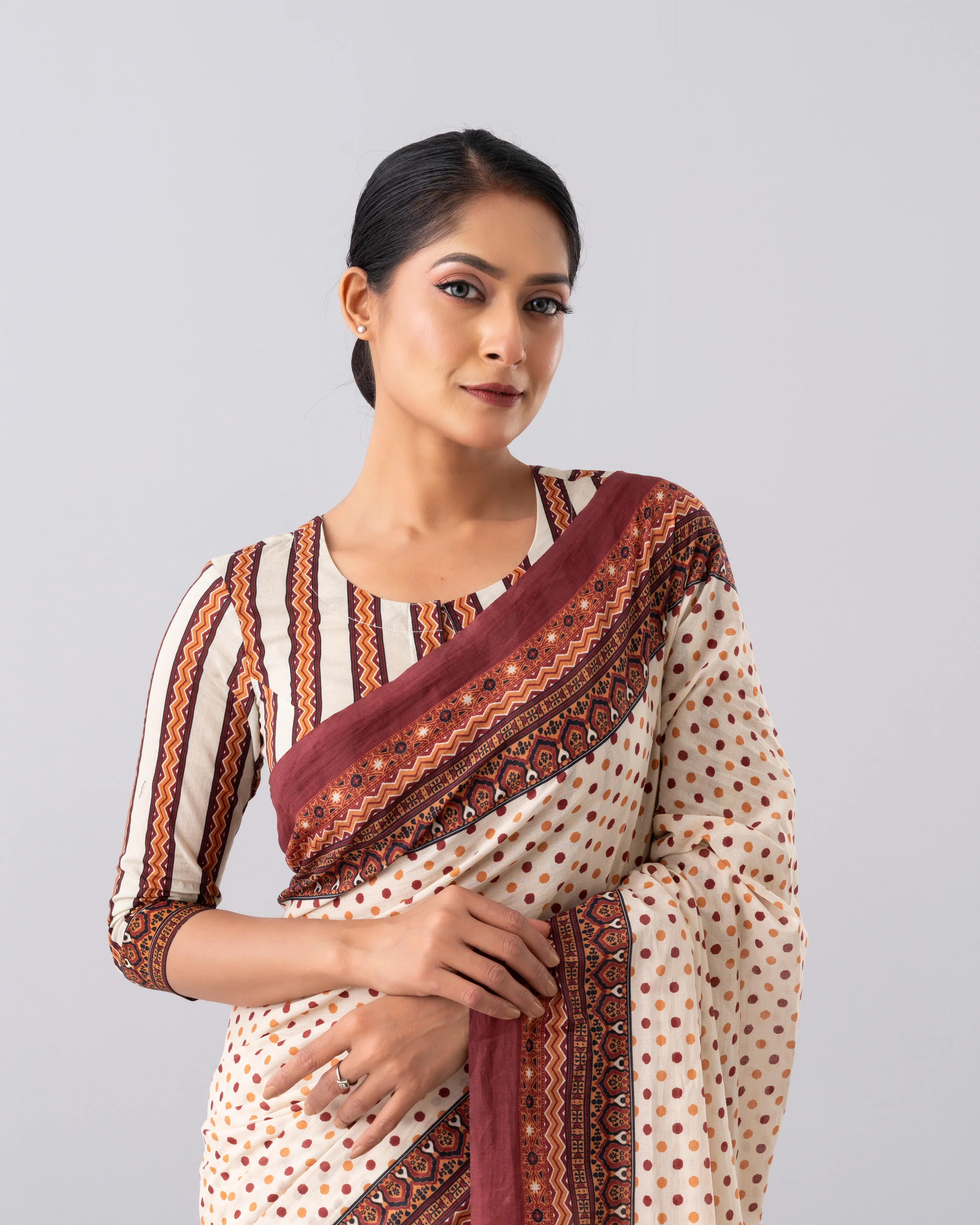 Digital Printed Cotton Saree - Image 15