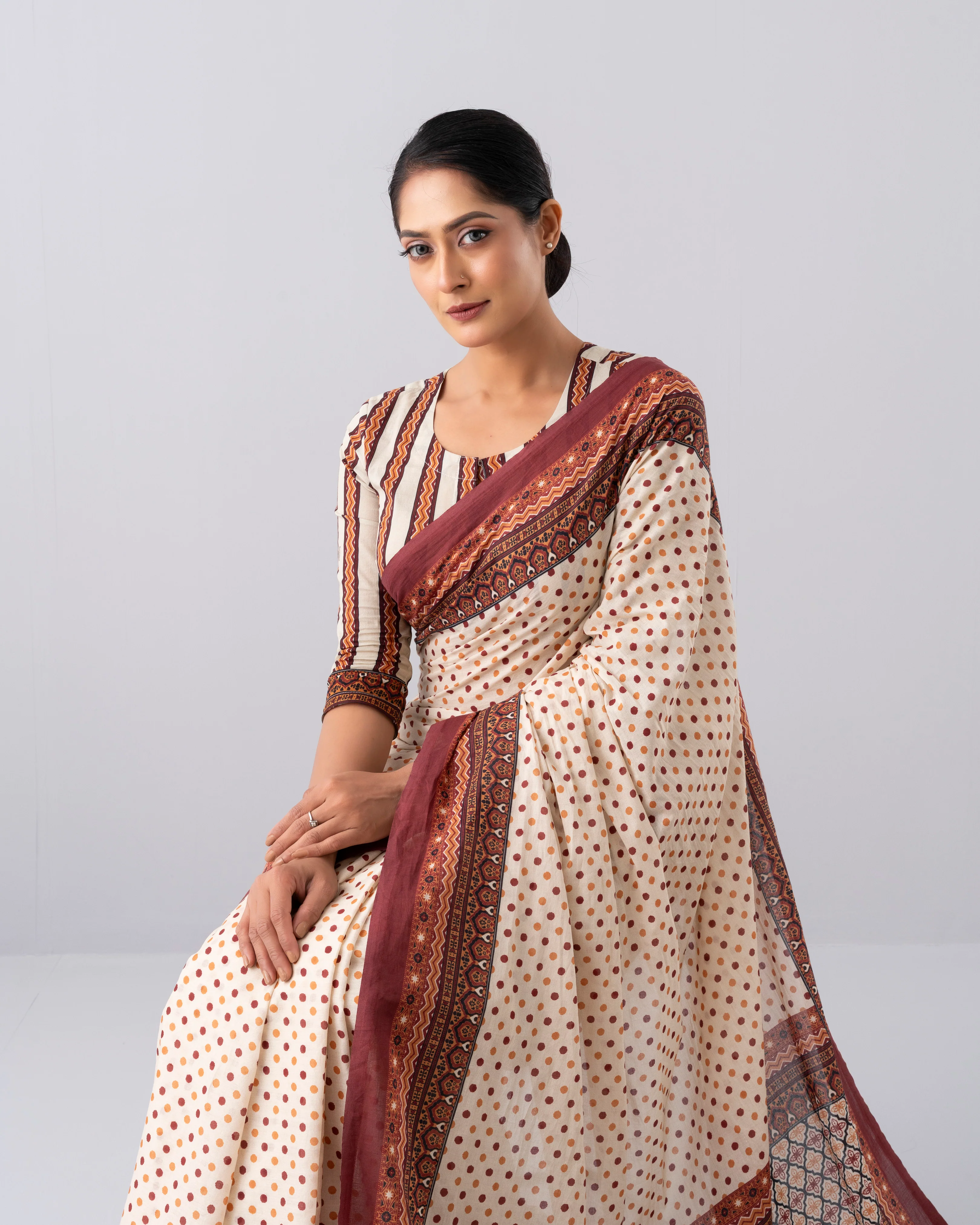 Digital Printed Cotton Saree - Image 18