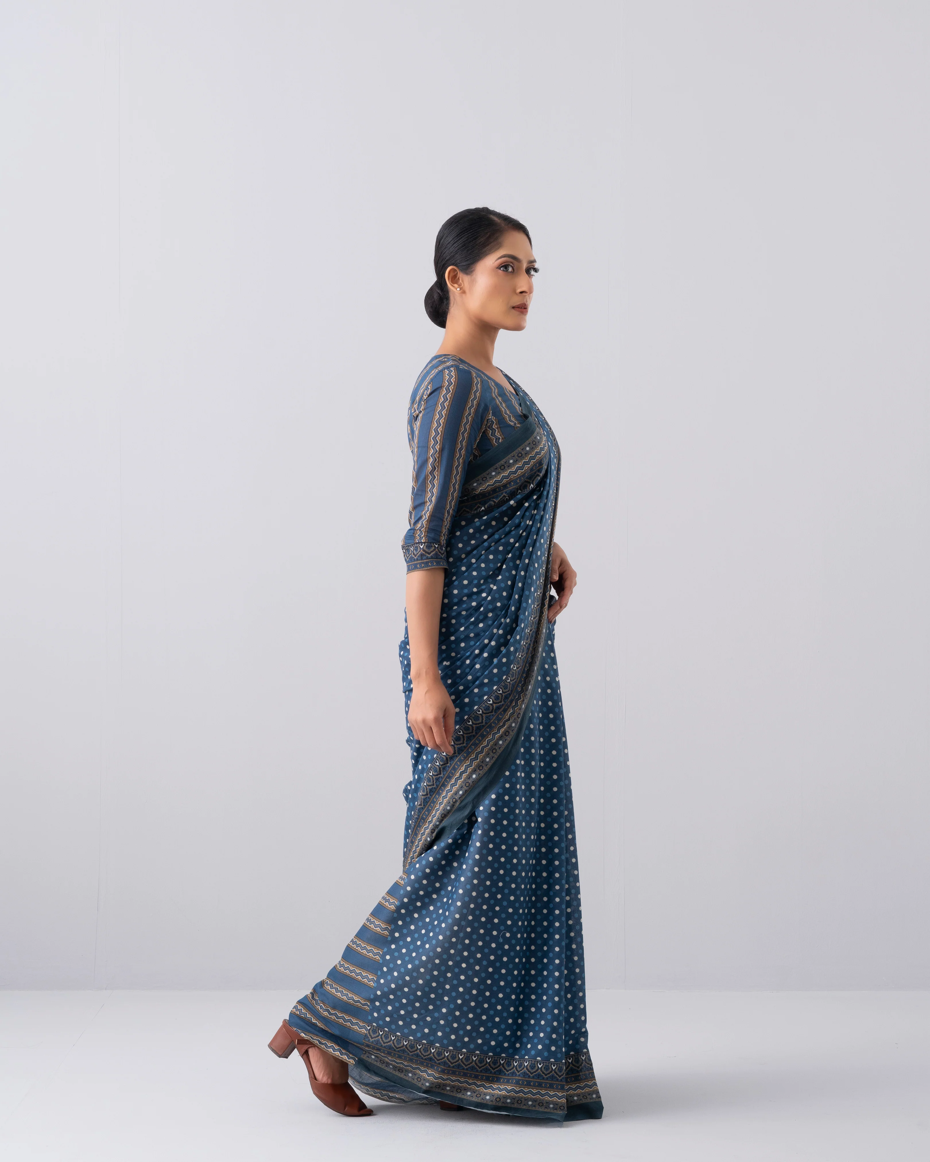 Digital Printed Cotton Saree - Image 4