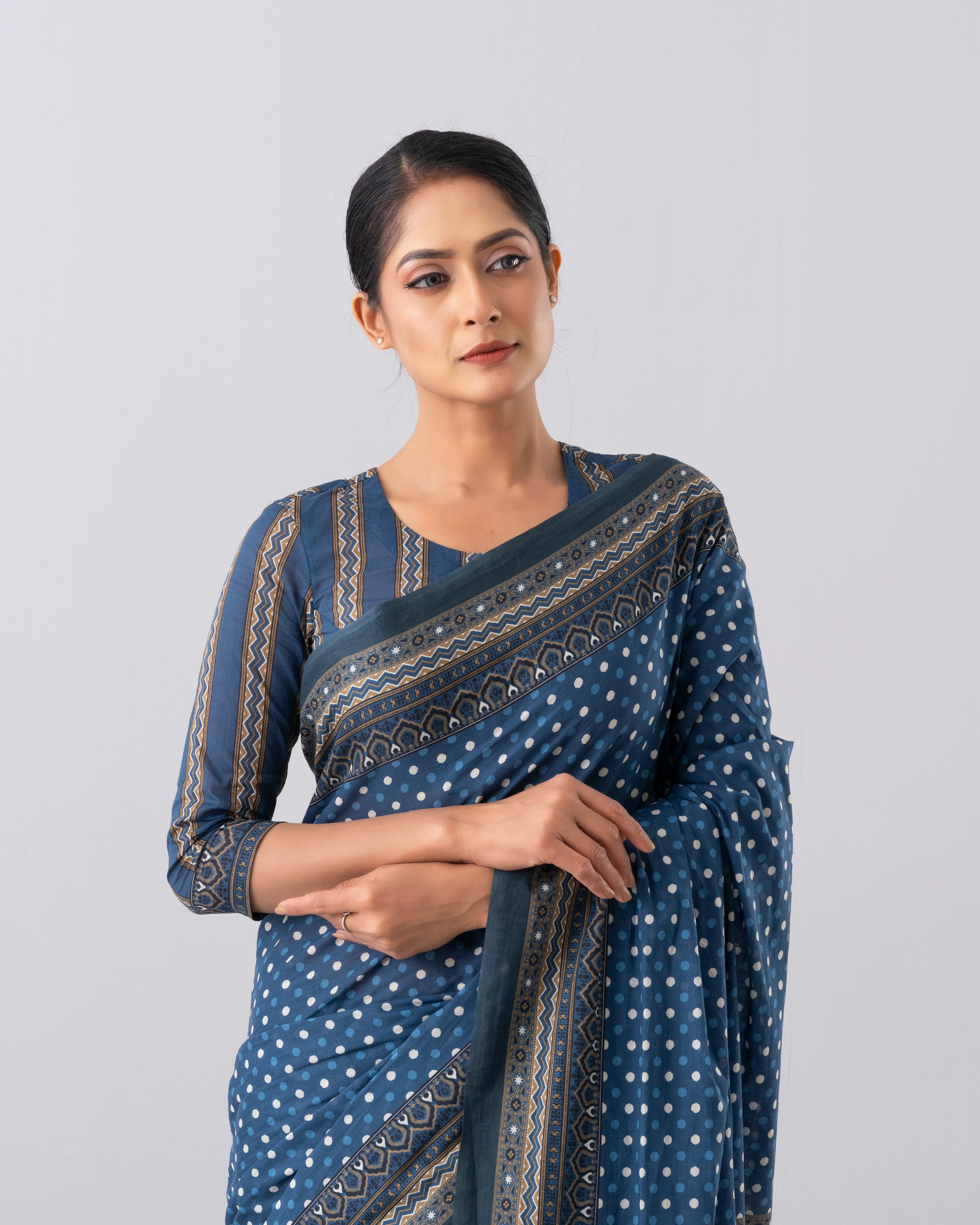 Digital Printed Cotton Saree - Image 6