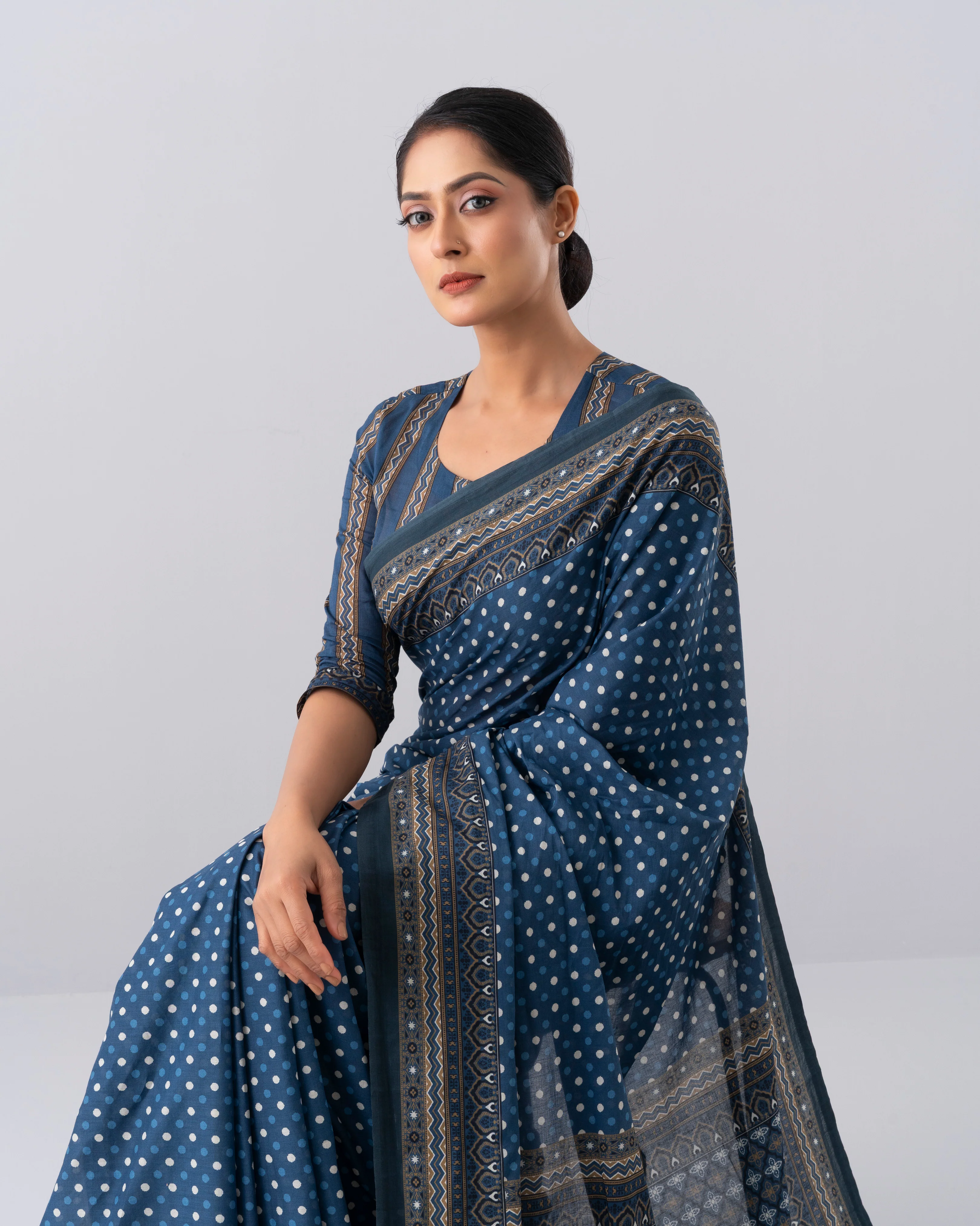 Digital Printed Cotton Saree - Image 9