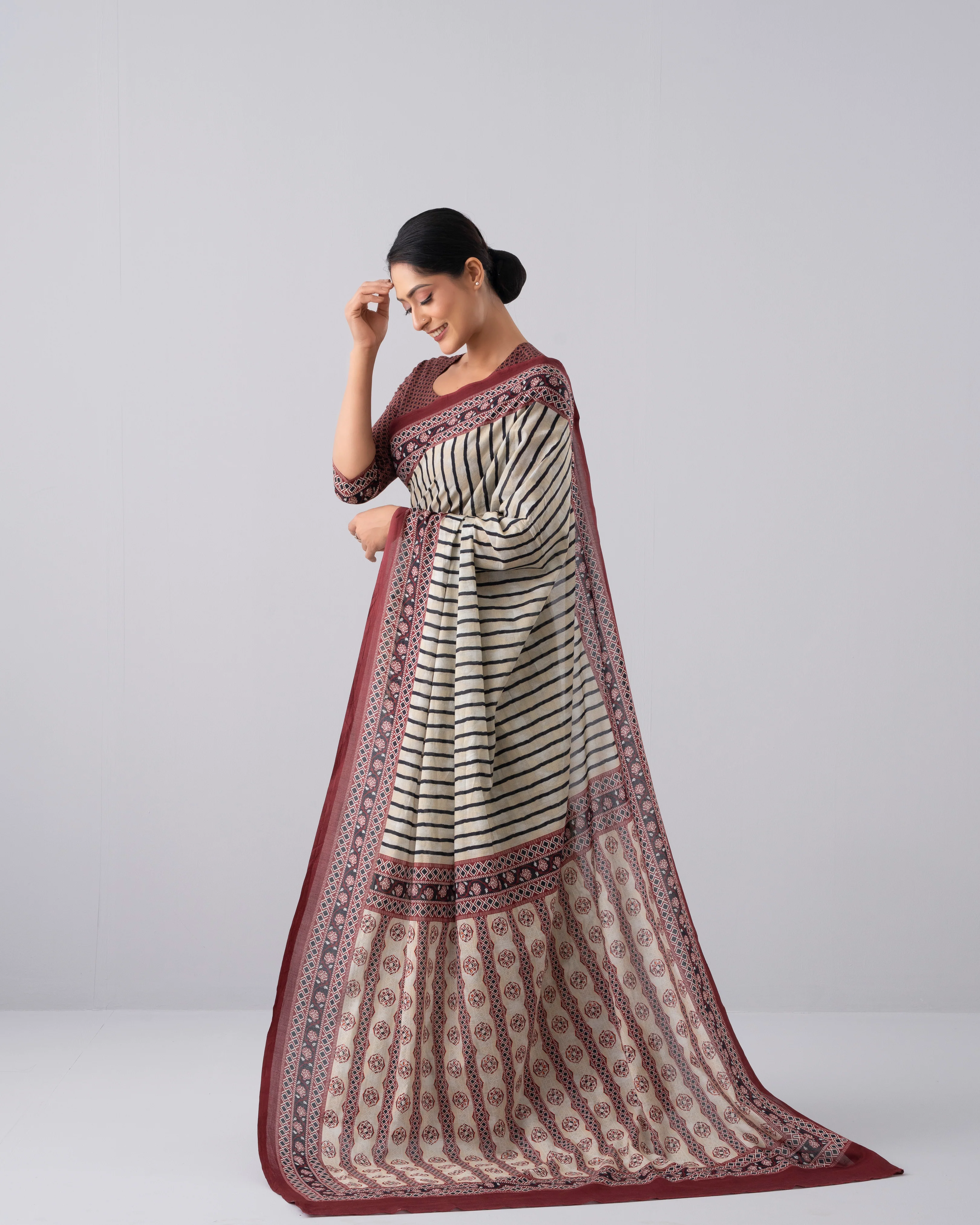 Digital Printed Cotton Saree - Image 10