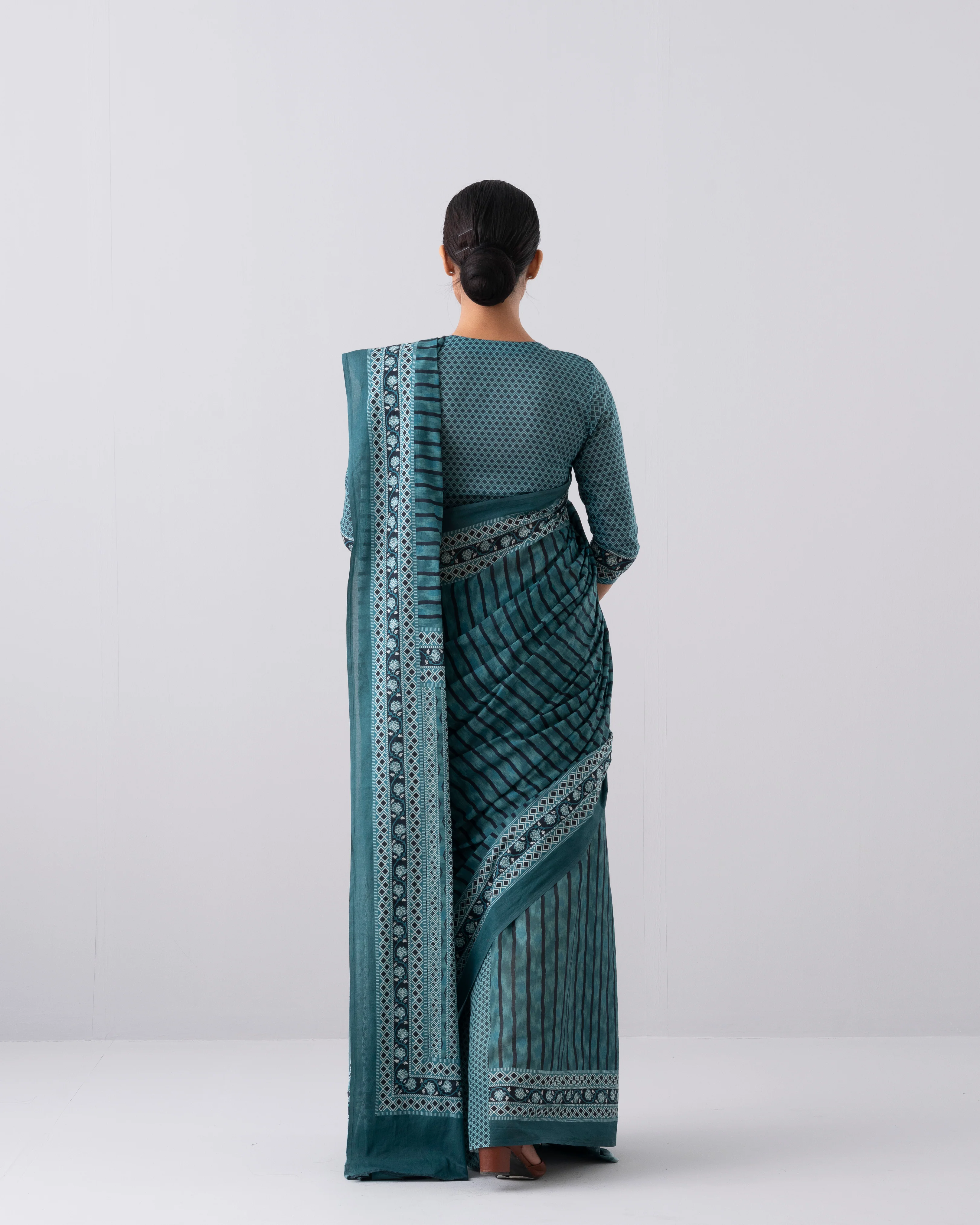 Digital Printed Cotton Saree - Image 5