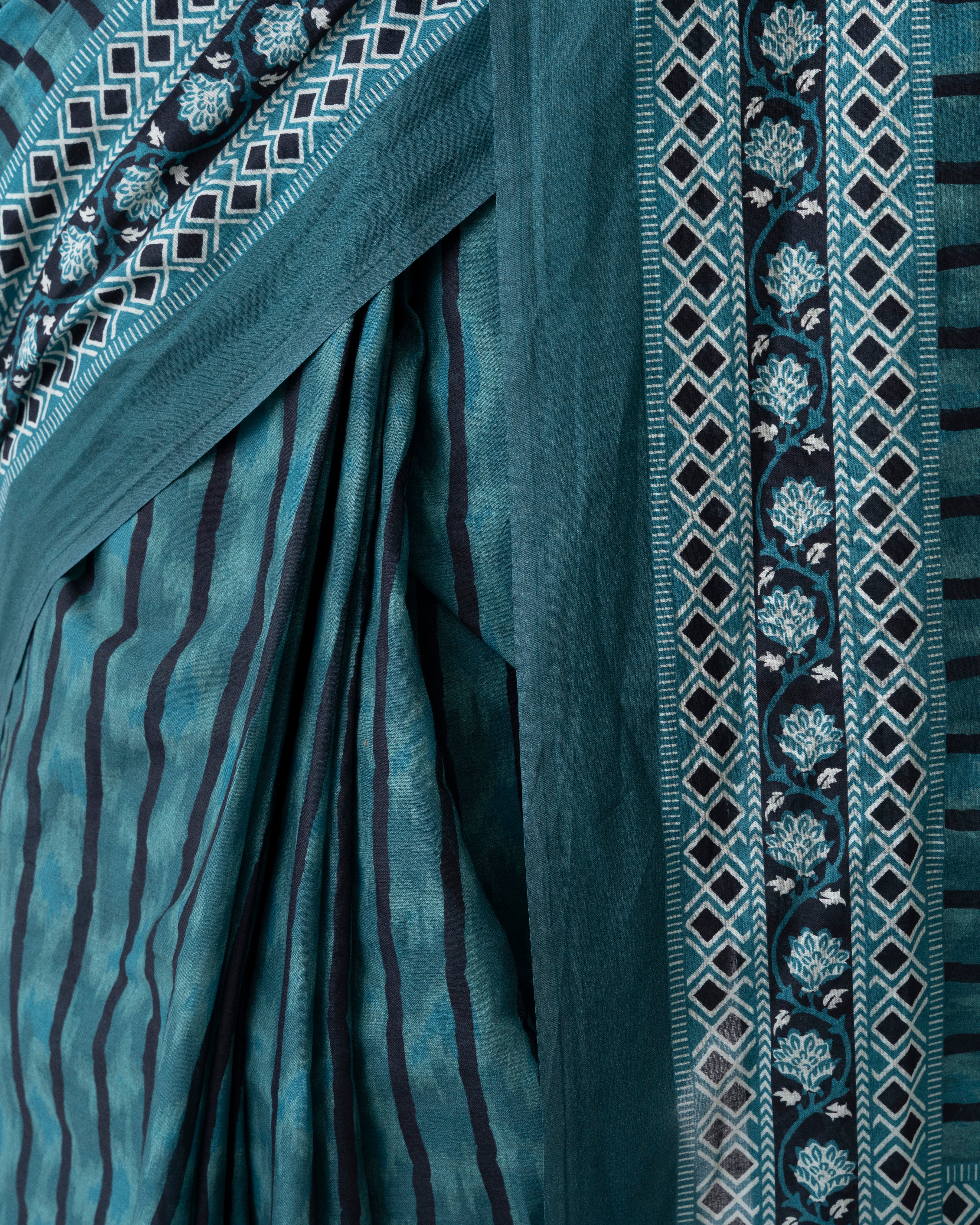 Digital Printed Cotton Saree - Image 7