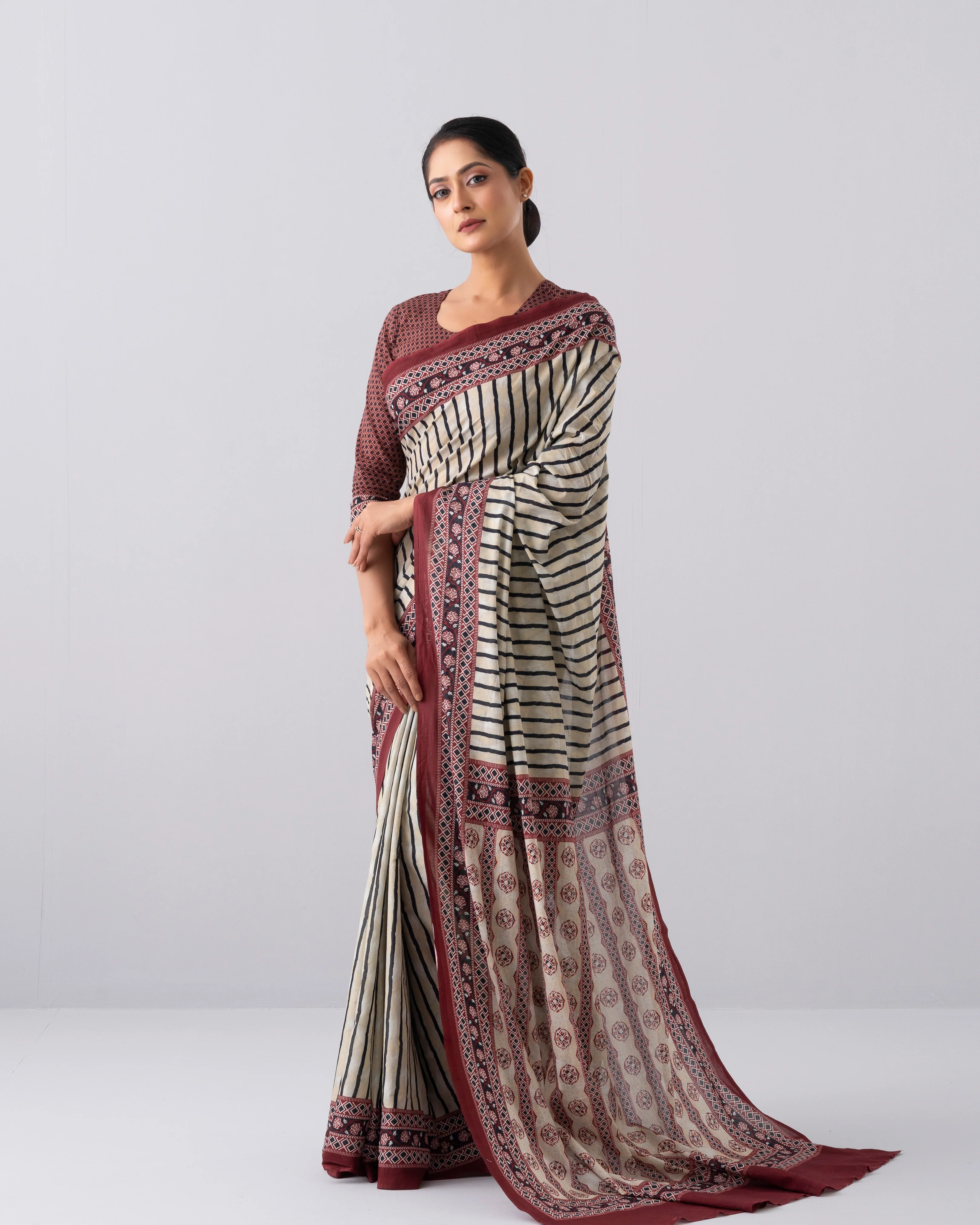 Digital Printed Cotton Saree - Image 9