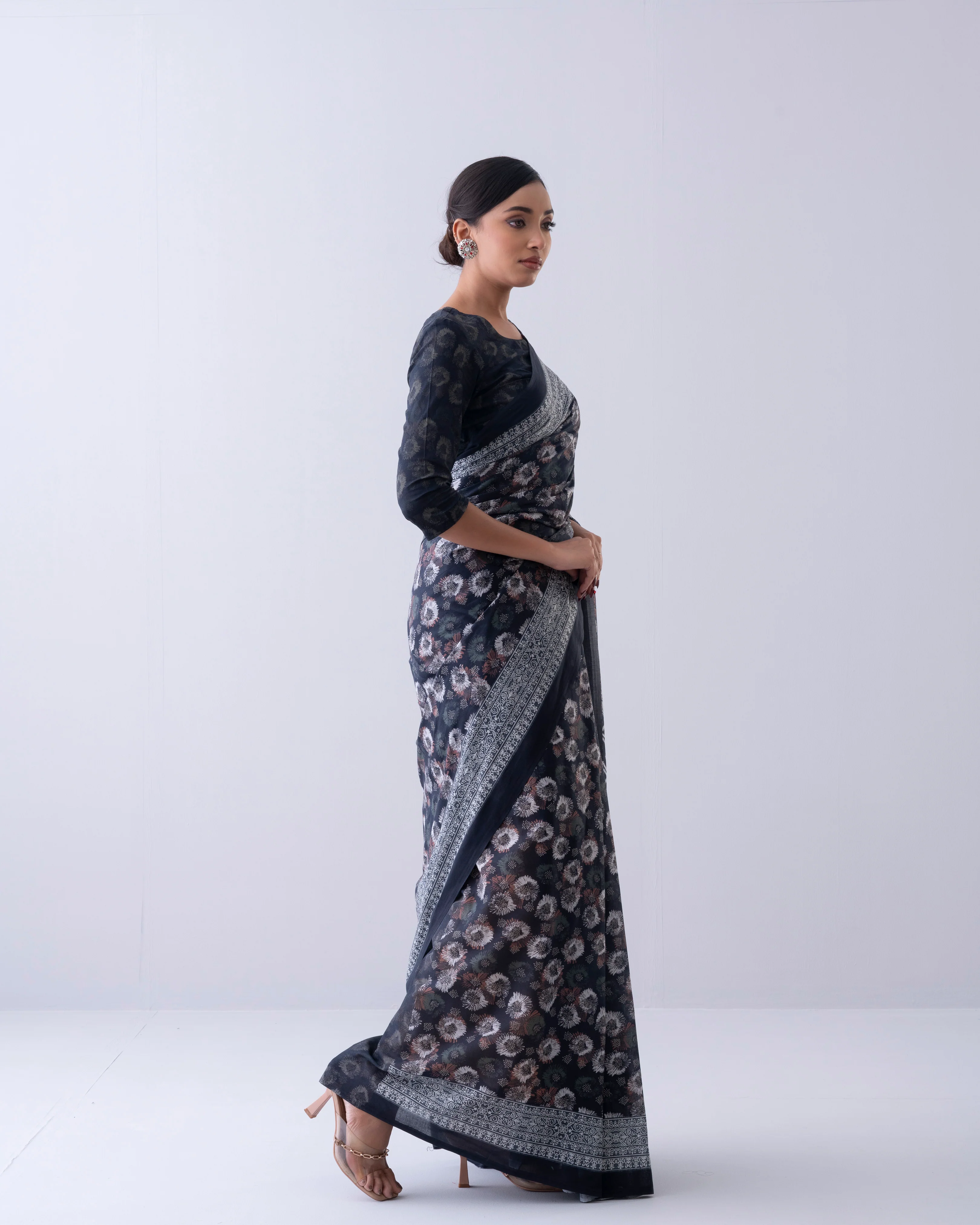 Digital Printed Cotton Saree - Image 3